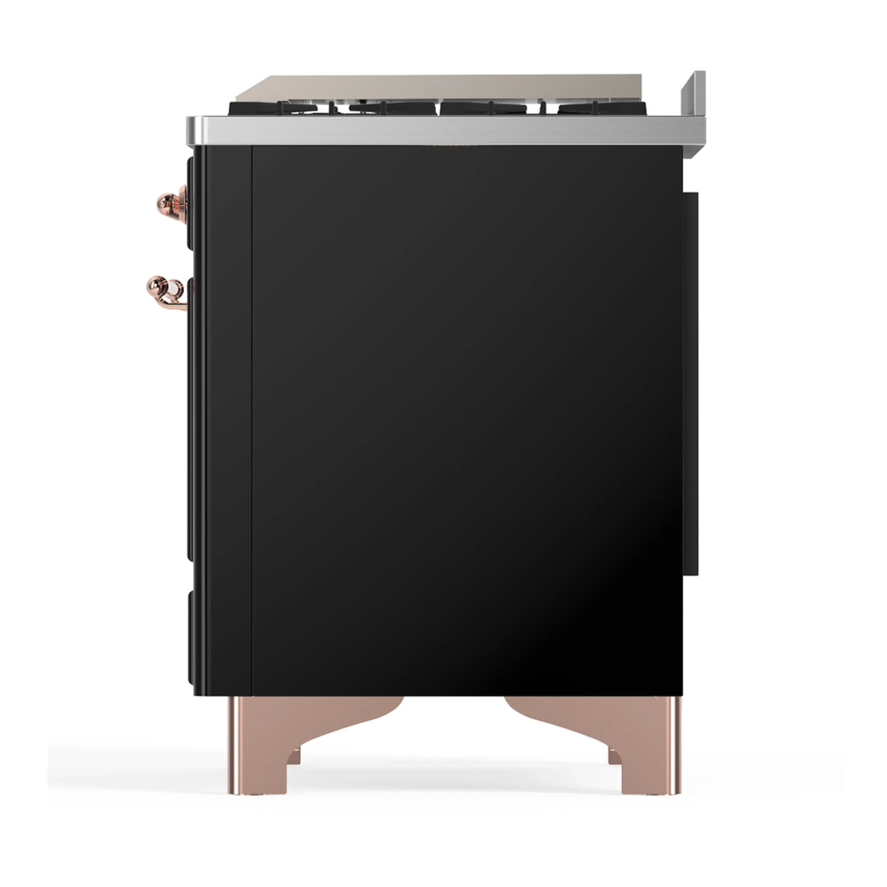 ILVE Majestic III 48-inch Dual Fuel Range with 5 Natural Gas Burner, Griddle and Solid Door Electric Oven in Glossy Black with Copper Trim (UM48FQNR3BKP) - Image 9