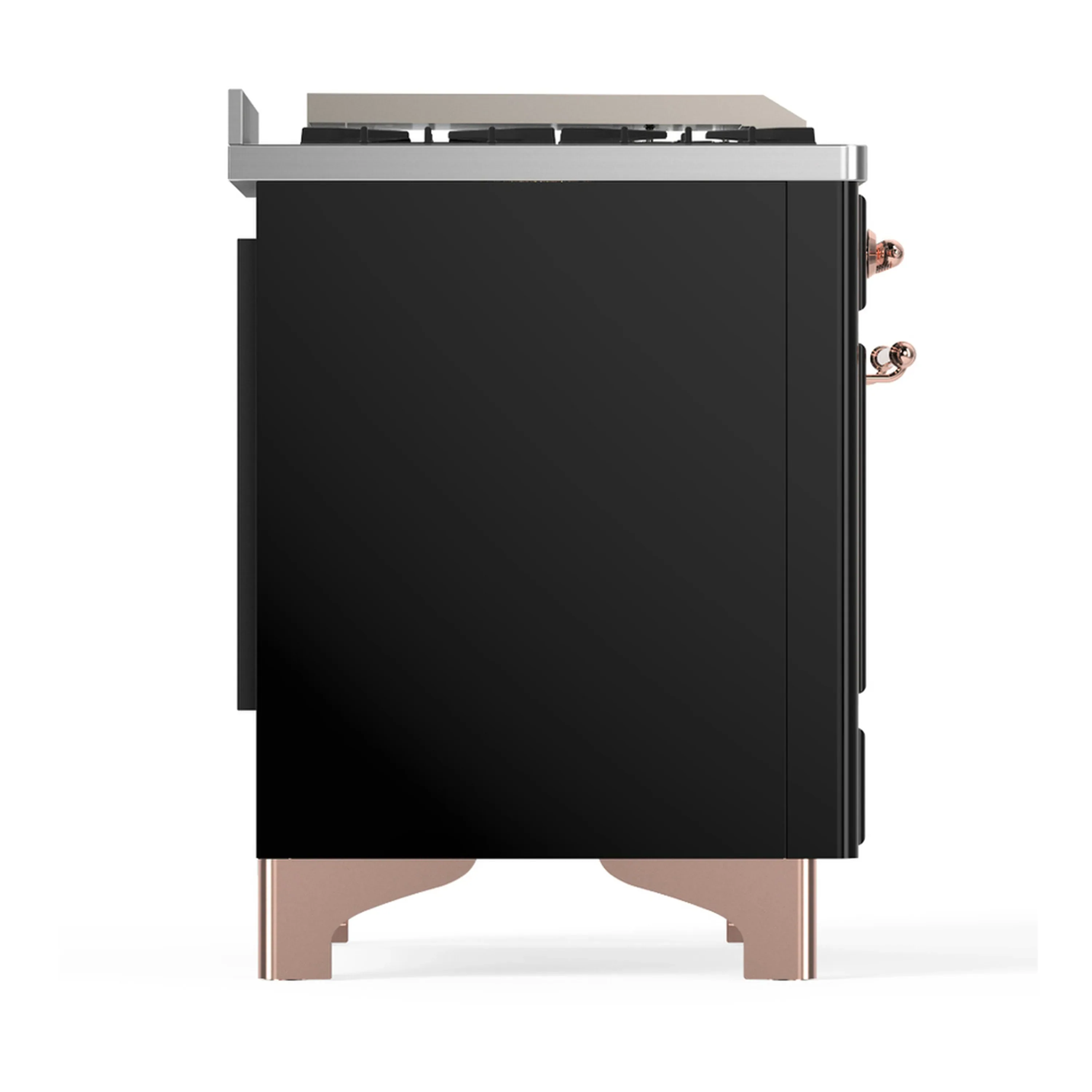 ILVE Majestic III 48-inch Dual Fuel Range with 5 Liquid Propane Burner, Griddle and Solid Door Electric Oven in Glossy Black with Copper Trim (UM48FQNR3BKPLP) - Image 8