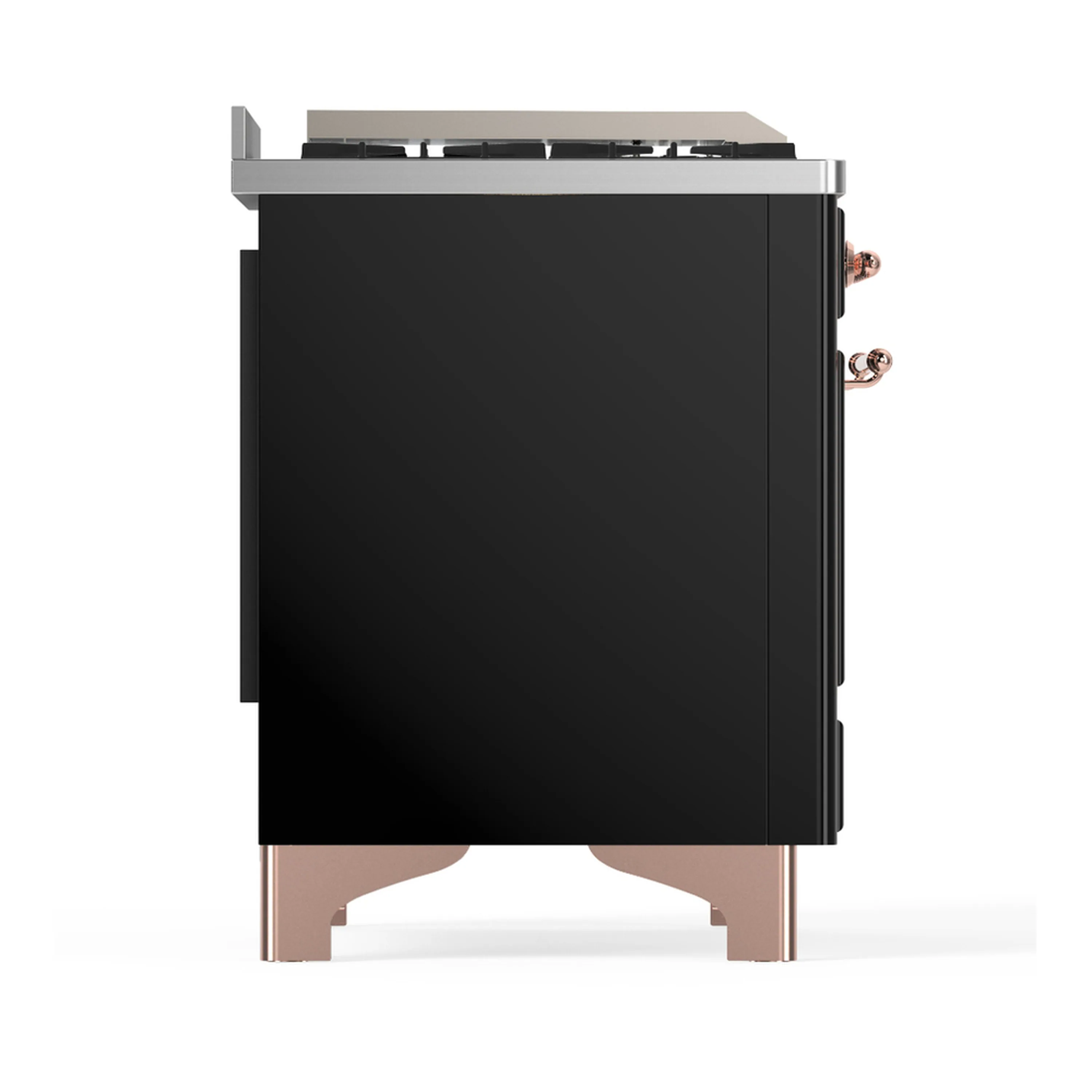 ILVE Majestic III 48-inch Dual Fuel Range with 5 Natural Gas Burner, Griddle, French Top and Triple Glass Door Electric Oven in Glossy Black with Copper Trim (UM48FSNR3BKP) - Image 9