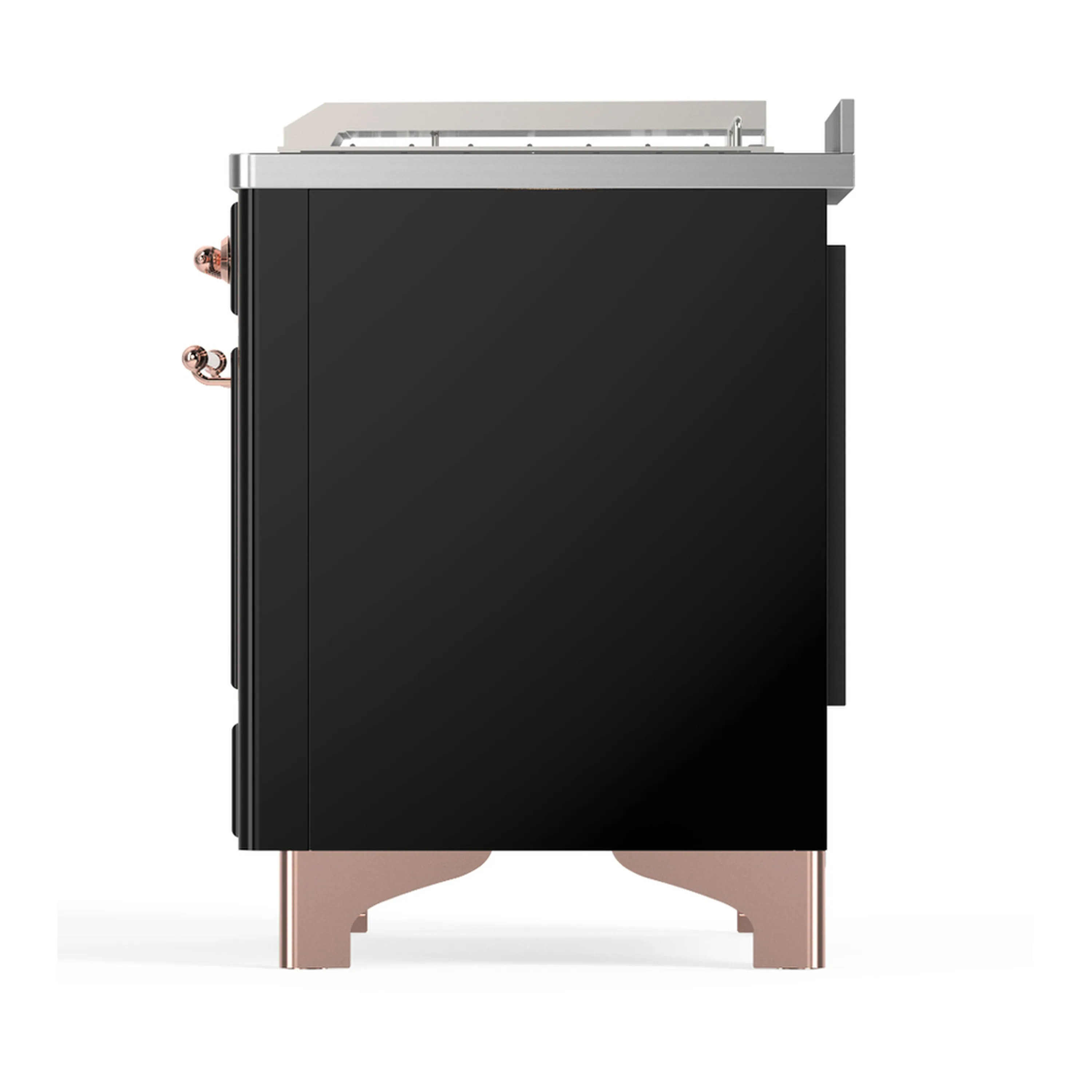 ILVE Majestic III 48-inch Dual Fuel Range with 5 Liquid Propane Burner, Griddle, French Top and Triple Glass Door Electric Oven in Glossy Black with Copper Trim (UM48FSNR3BKPLP) - Image 8