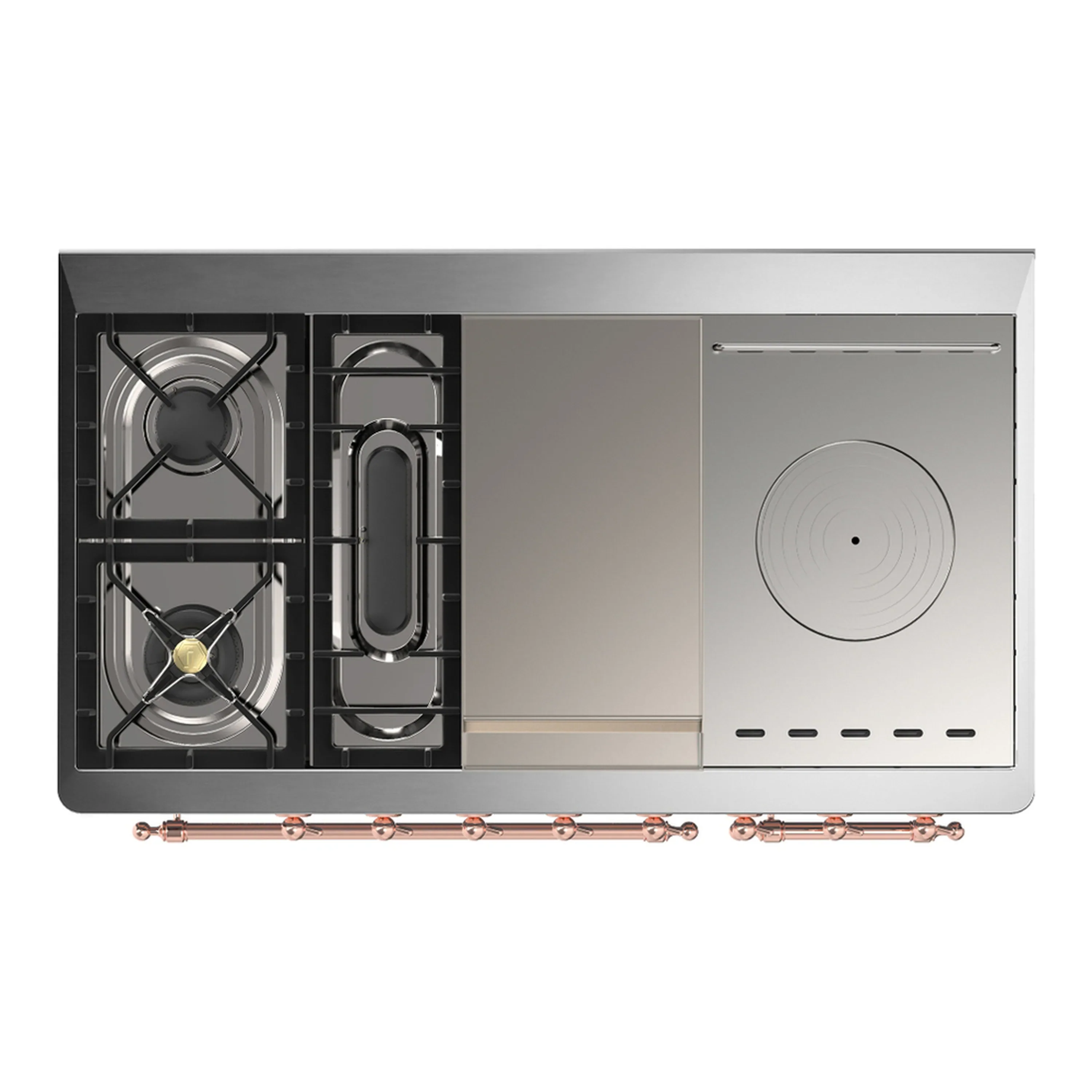ILVE Majestic III 48-inch Dual Fuel Range with 5 Liquid Propane Burner, Griddle, French Top and Solid Door Electric Oven in Graphite Matte with Copper Trim (UM48FSQNR3MGPLP) - Image 2