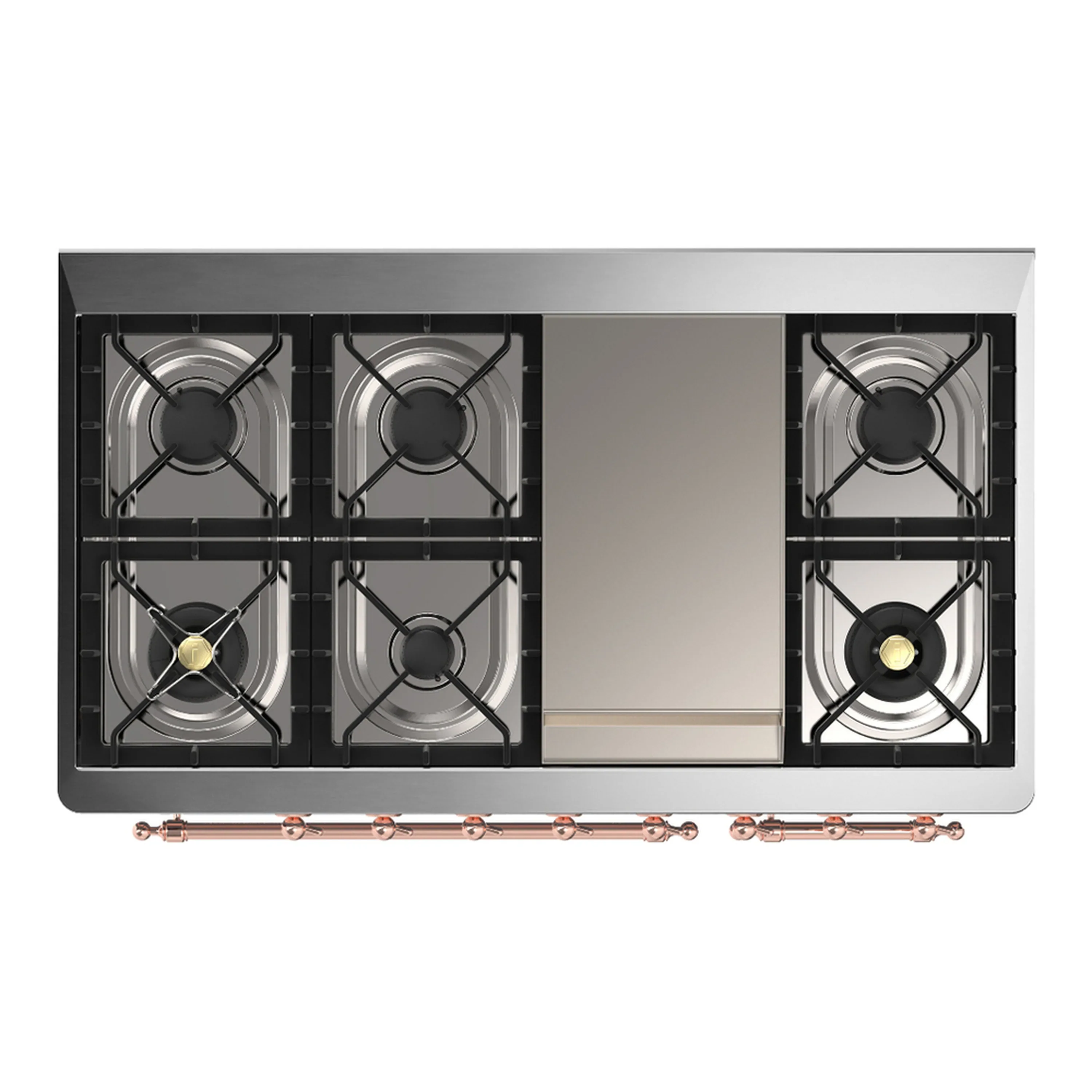 ILVE Majestic III 48-inch Dual Fuel Range with 5 Natural Gas Burner, Griddle and Solid Door Electric Oven in Midnight Blue with Copper Trim (UM48FQNR3MBP) - Image 2