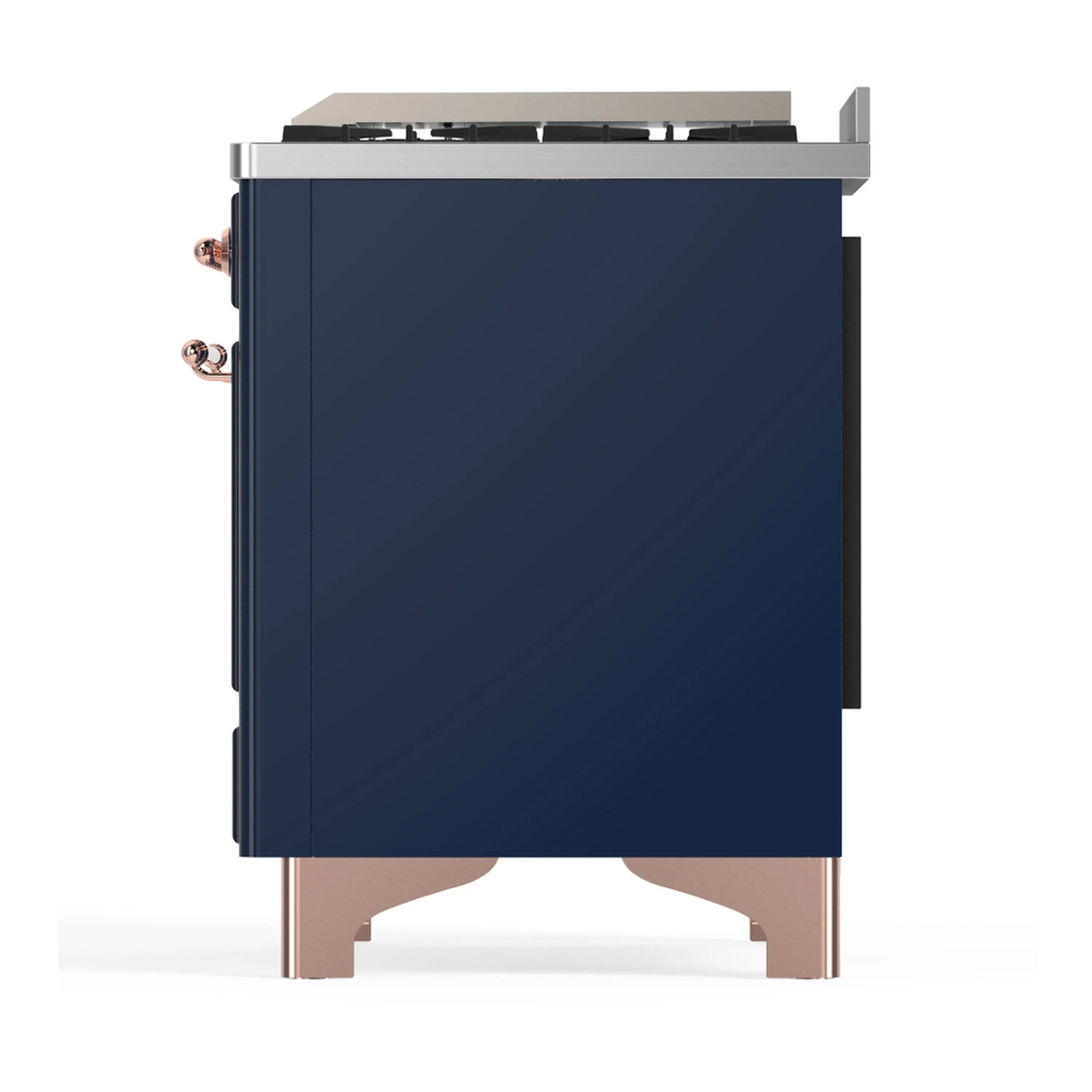 ILVE Majestic III 48-inch Dual Fuel Range with 5 Natural Gas Burner, Griddle and Solid Door Electric Oven in Midnight Blue with Copper Trim (UM48FQNR3MBP) - Image 9
