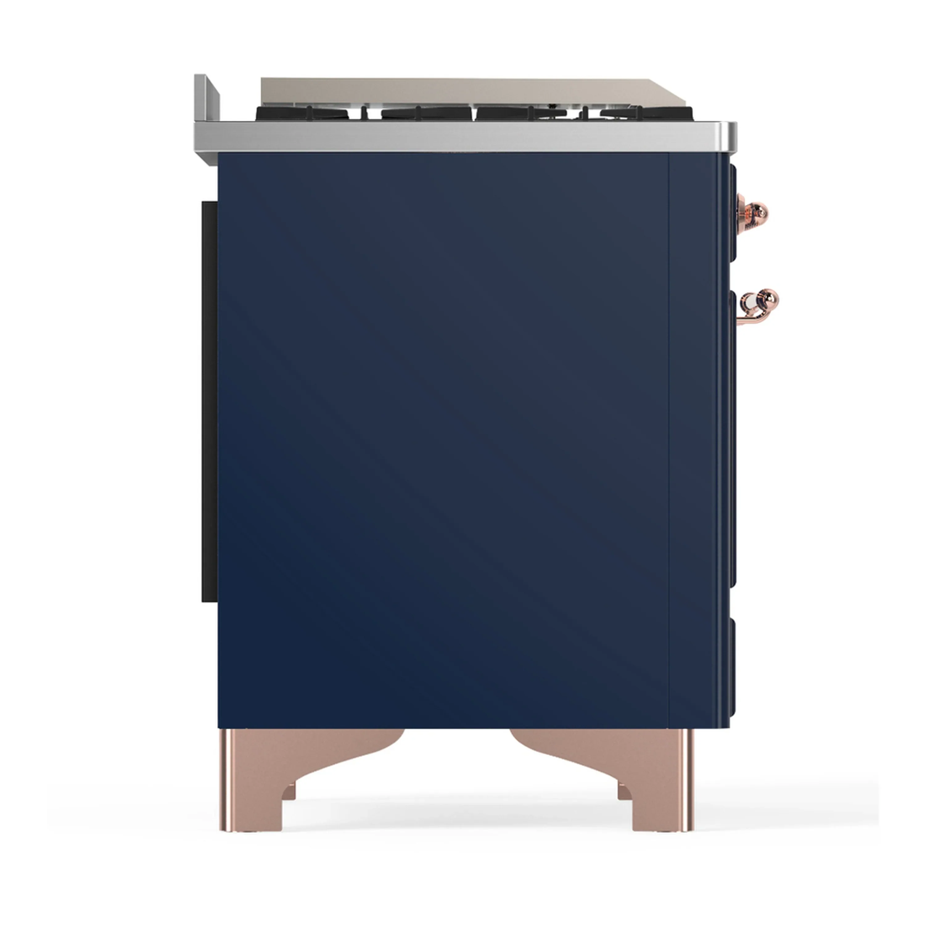 ILVE Majestic III 48-inch Dual Fuel Range with 5 Natural Gas Burner, Griddle, French Top and Triple Glass Door Electric Oven in Midnight Blue with Copper Trim (UM48FSNR3MBP) - Image 8