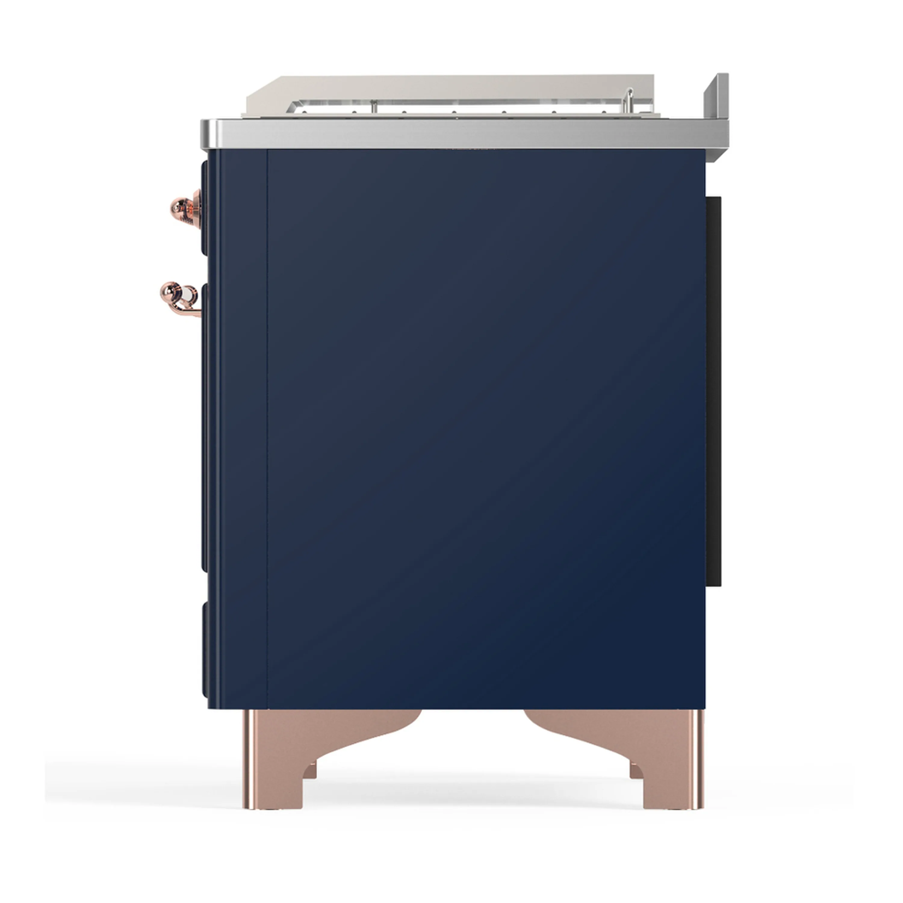 ILVE Majestic III 48-inch Dual Fuel Range with 5 Liquid Propane Burner, Griddle, French Top and Triple Glass Door Electric Oven in Midnight Blue with Copper Trim (UM48FSNR3MBPLP) - Image 9