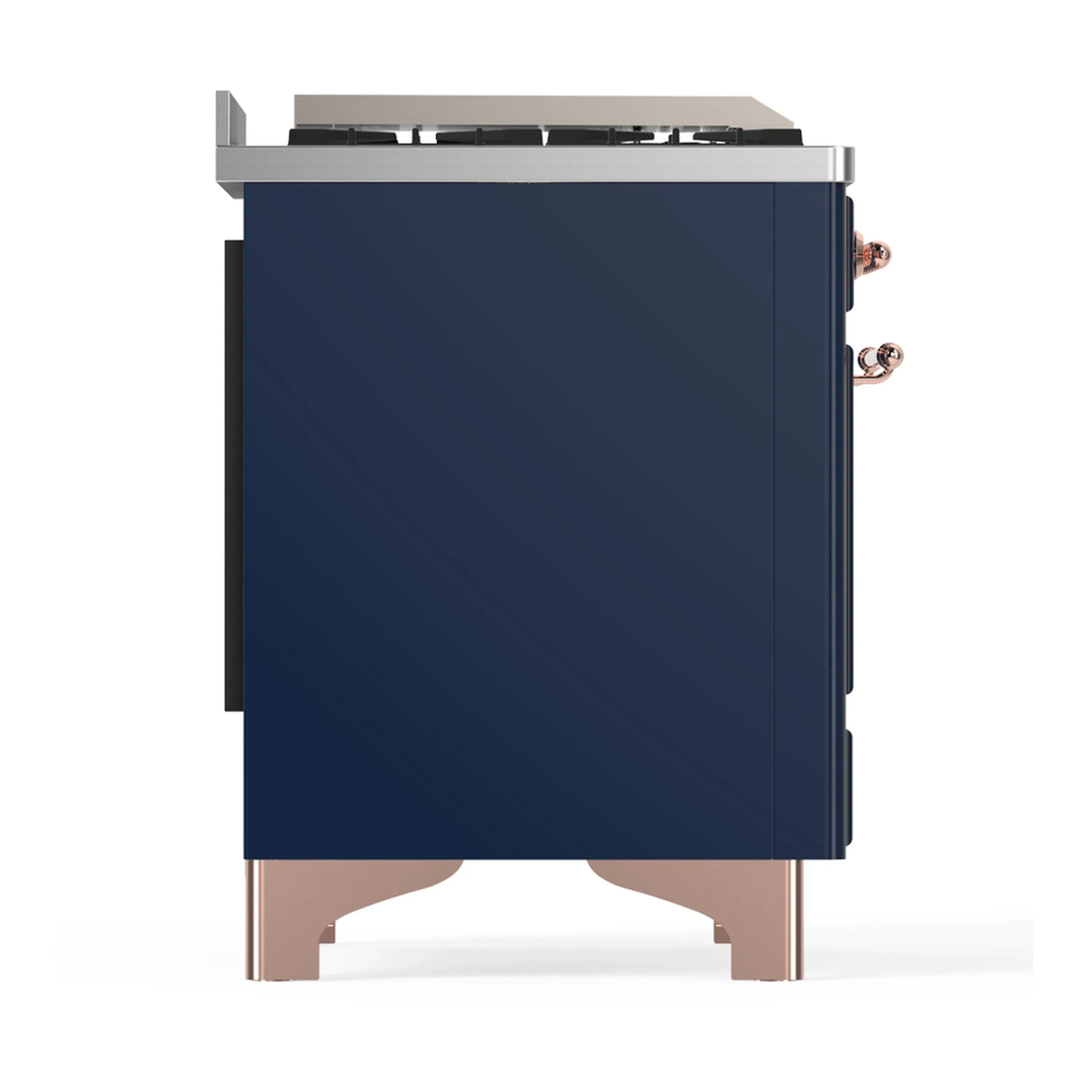 ILVE Majestic III 48-inch Dual Fuel Range with 5 Liquid Propane Burner, Griddle, French Top and Solid Door Electric Oven in Midnight Blue with Copper Trim (UM48FSQNR3MBPLP) - Image 8