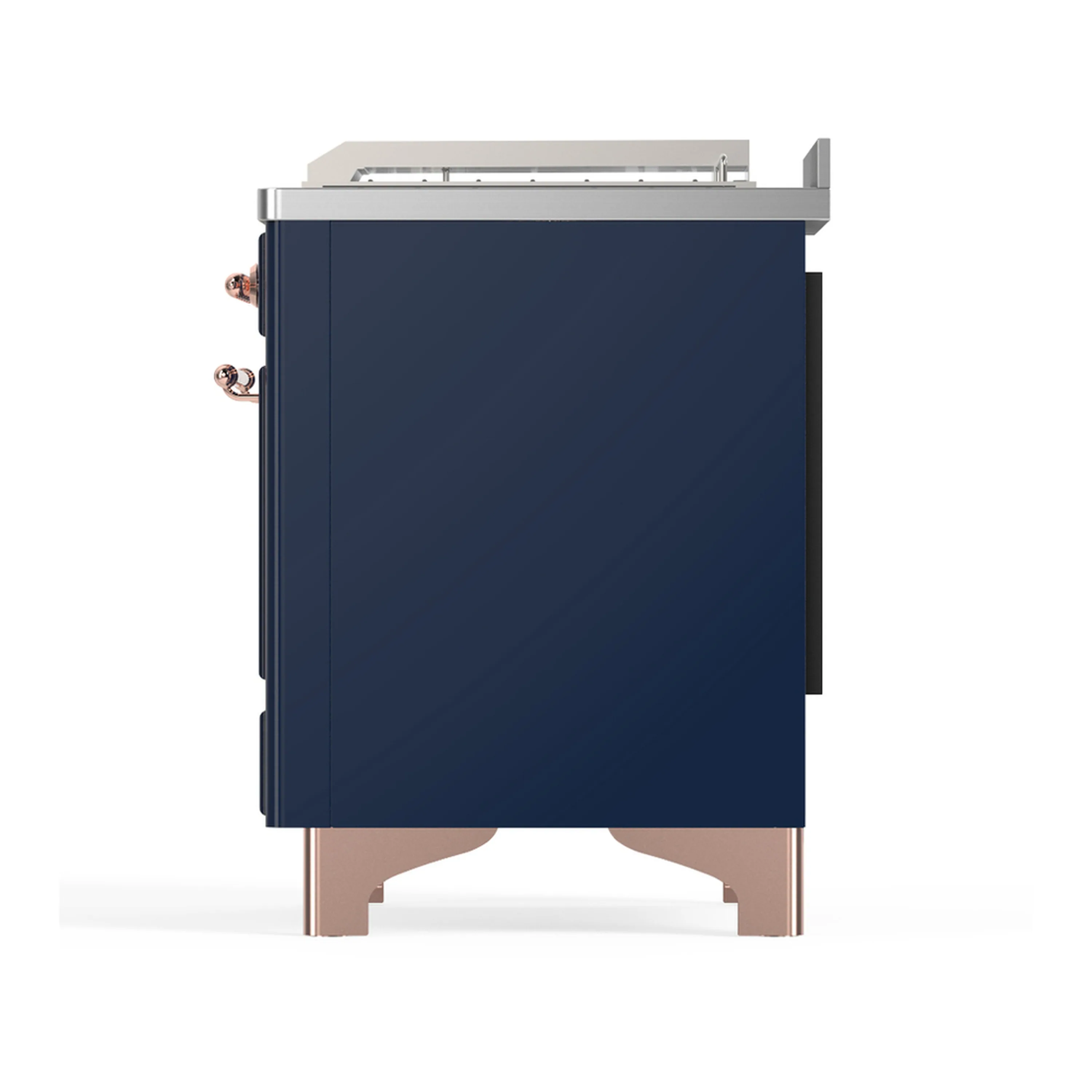 ILVE Majestic III 48-inch Dual Fuel Range with 5 Liquid Propane Burner, Griddle, French Top and Solid Door Electric Oven in Midnight Blue with Copper Trim (UM48FSQNR3MBPLP) - Image 9