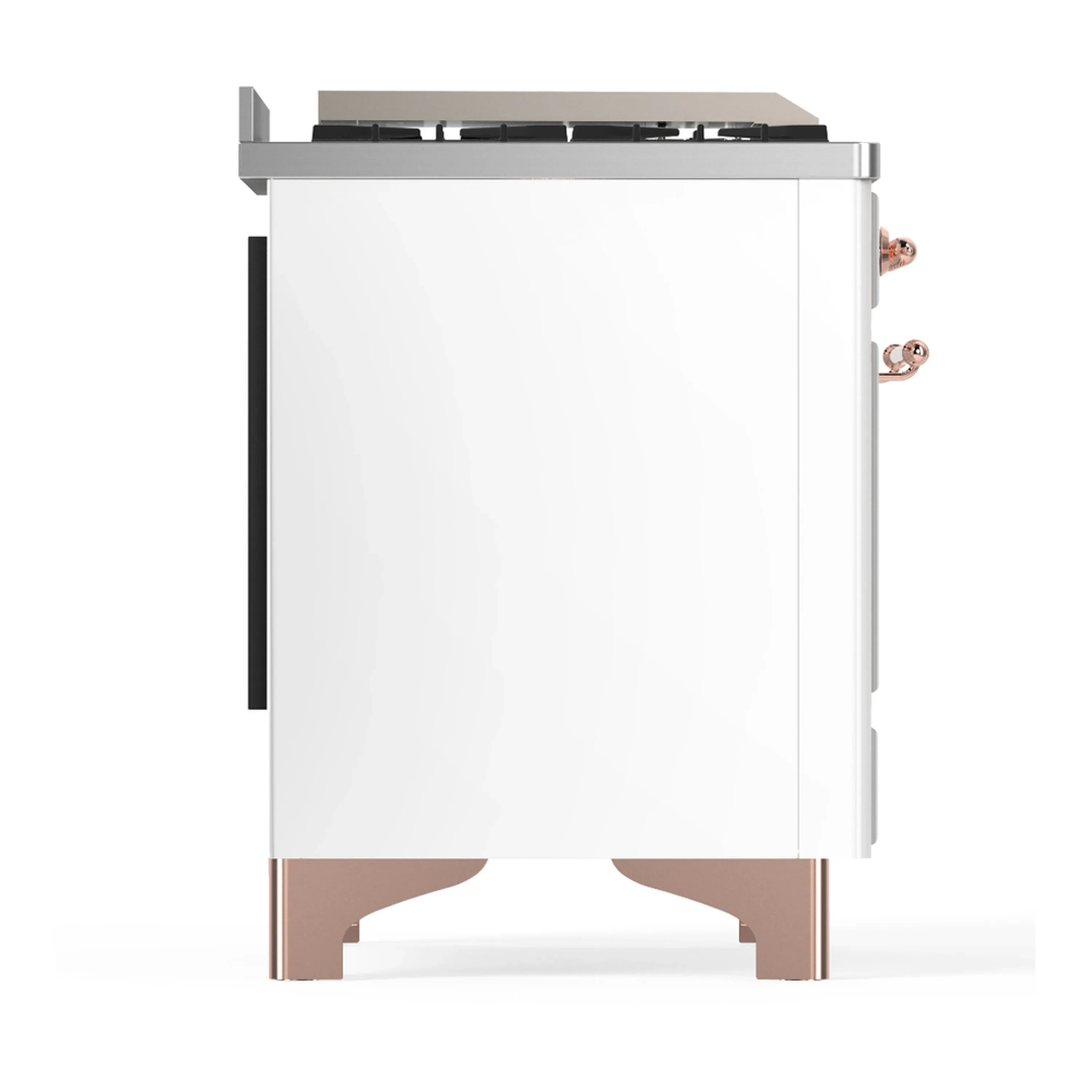 ILVE Majestic III 48-inch Dual Fuel Range with 5 Natural Gas Burner, Griddle and Triple Glass Door Electric Oven in White with Copper Trim (UM48FNR3WHP) - Image 8