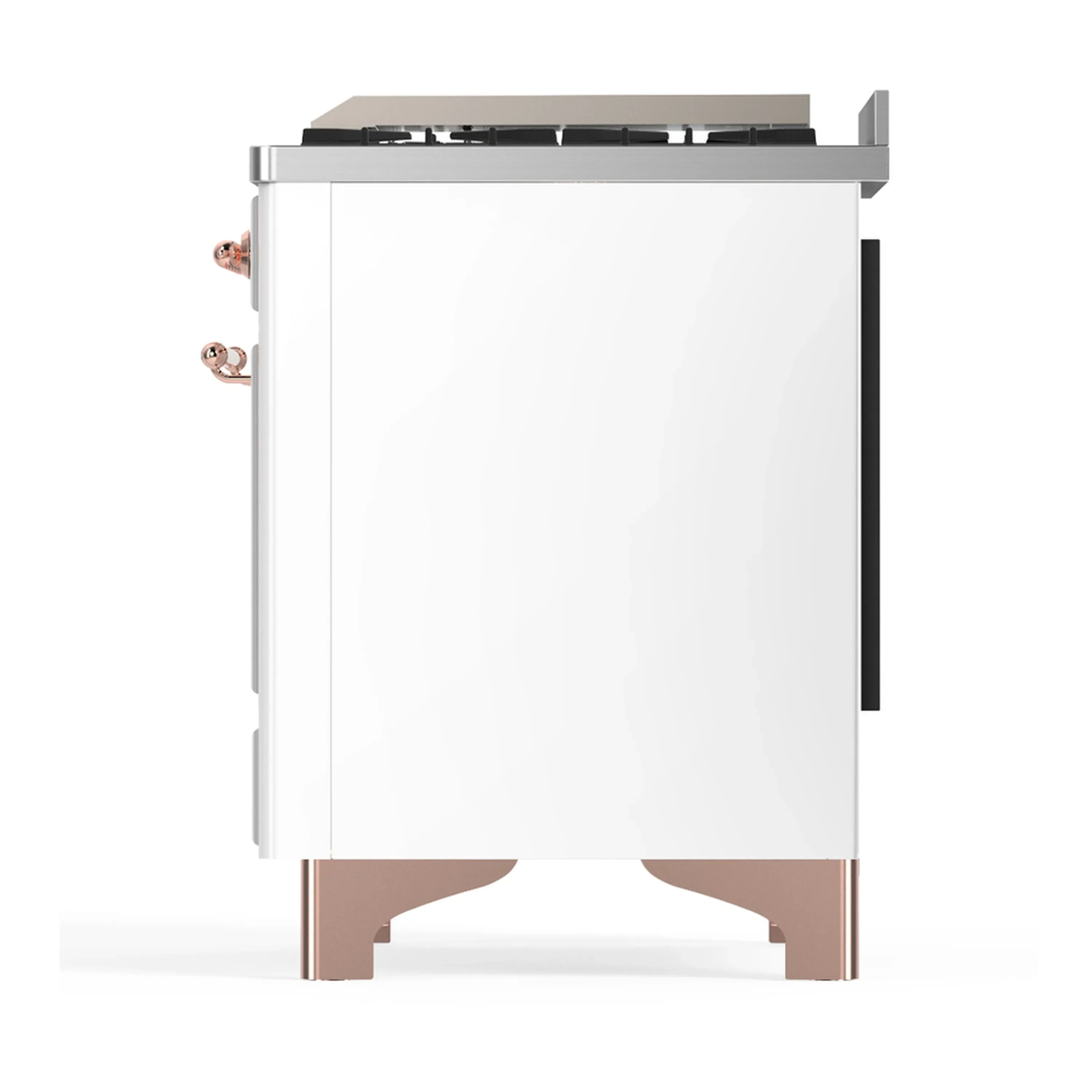 ILVE Majestic III 48-inch Dual Fuel Range with 5 Natural Gas Burner, Griddle and Triple Glass Door Electric Oven in White with Copper Trim (UM48FNR3WHP) - Image 9