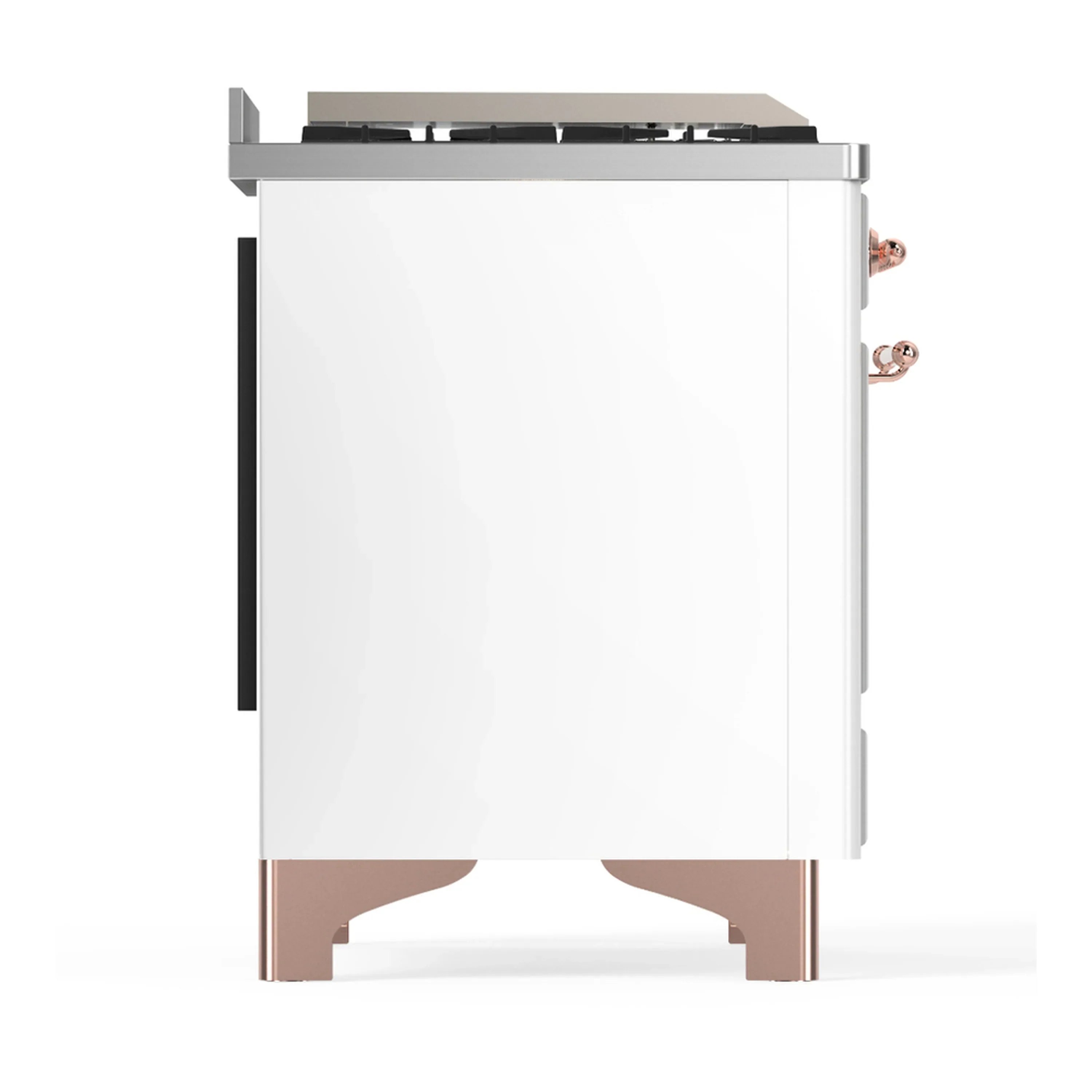 ILVE Majestic III 48-inch Dual Fuel Range with 5 Natural Gas Burner, Griddle and Solid Door Electric Oven in White with Copper Trim (UM48FQNR3WHP) - Image 8