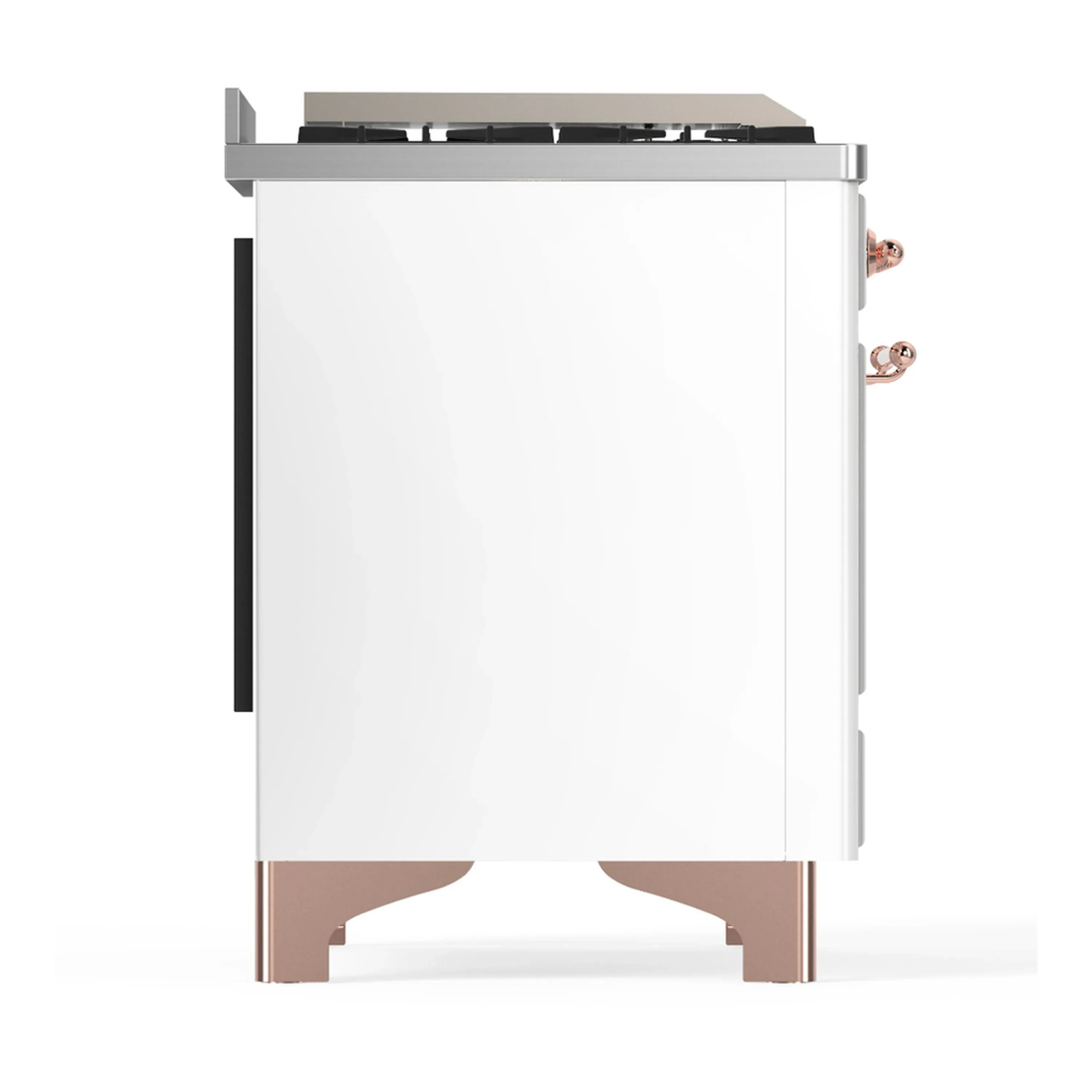 ILVE Majestic III 48-inch Dual Fuel Range with 5 Natural Gas Burner, Griddle, French Top and Triple Glass Door Electric Oven in White with Copper Trim (UM48FSNR3WHP) - Image 8