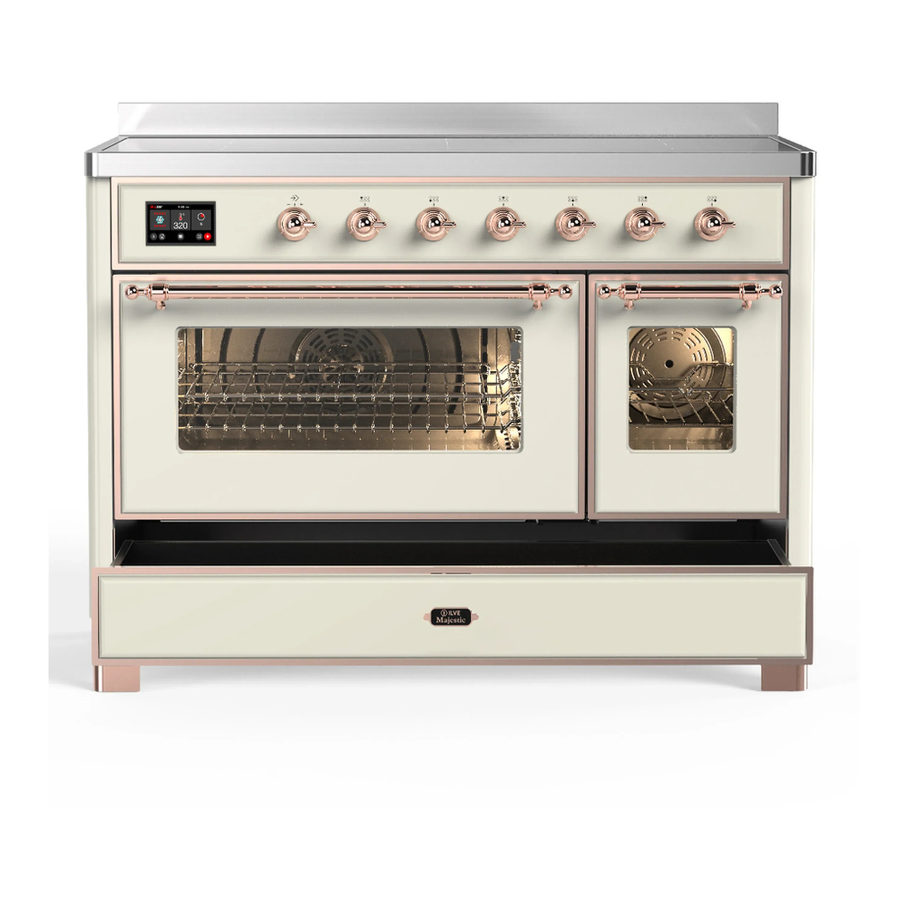 ILVE Majestic III 48-Inch Induction Range with 6 Induction Elements and Triple Glass Door Electric Oven in Antique White with Copper Trim (UMIB48NR3AWP) - Image 3
