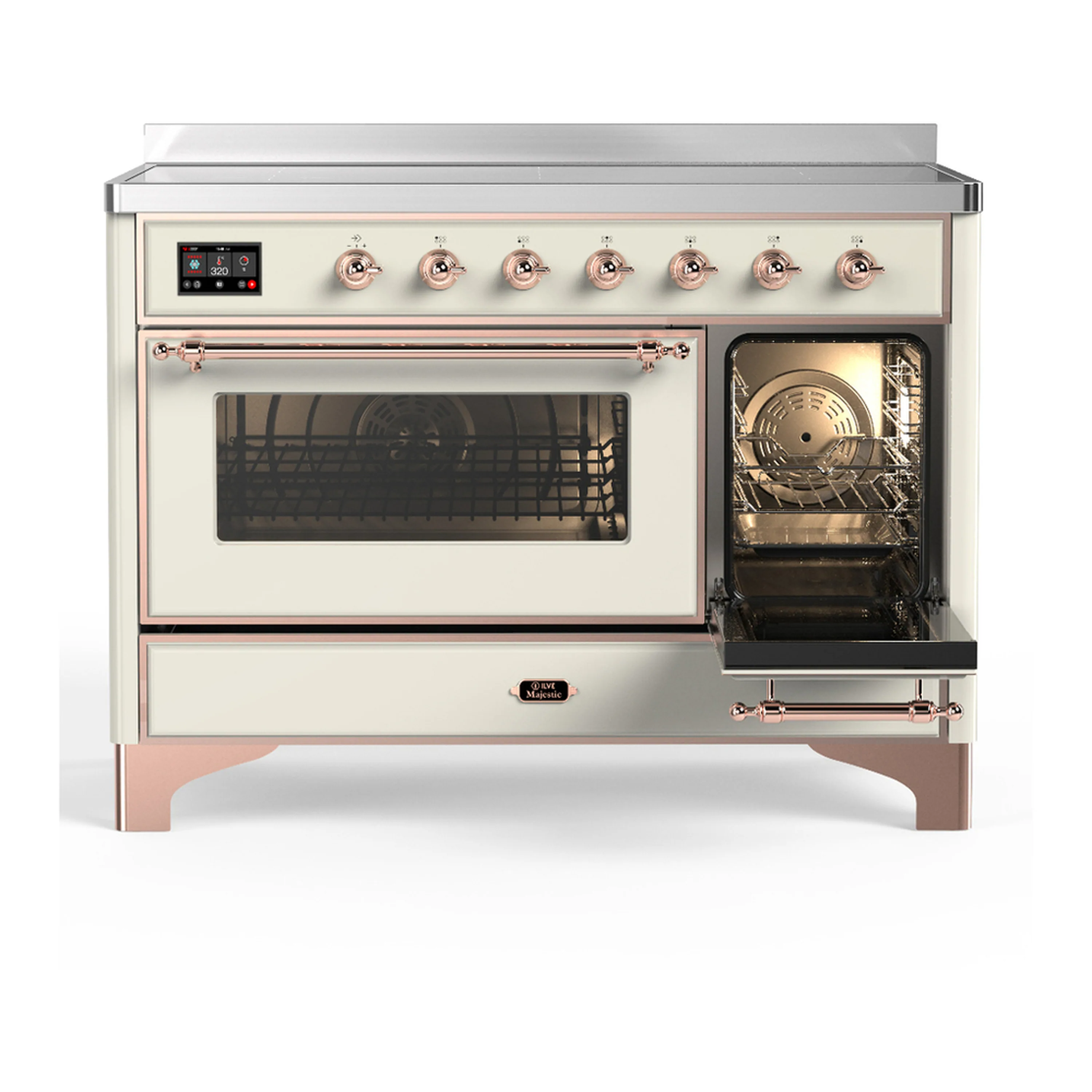 ILVE Majestic III 48-Inch Induction Range with 6 Induction Elements and Triple Glass Door Electric Oven in Antique White with Copper Trim (UMIB48NR3AWP) - Image 4