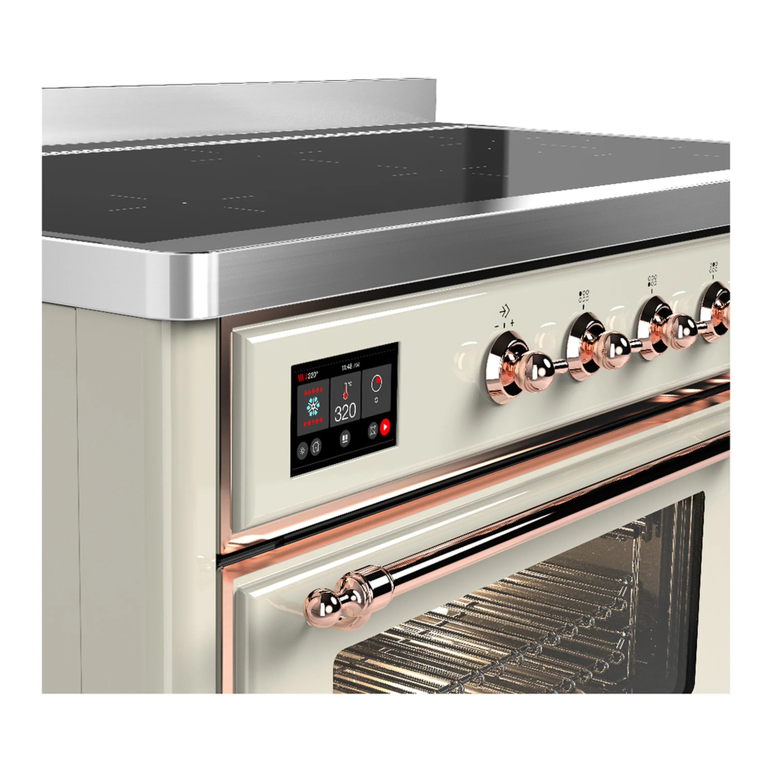 ILVE Majestic III 48-Inch Induction Range with 6 Induction Elements and Triple Glass Door Electric Oven in Antique White with Copper Trim (UMIB48NR3AWP) - Image 7