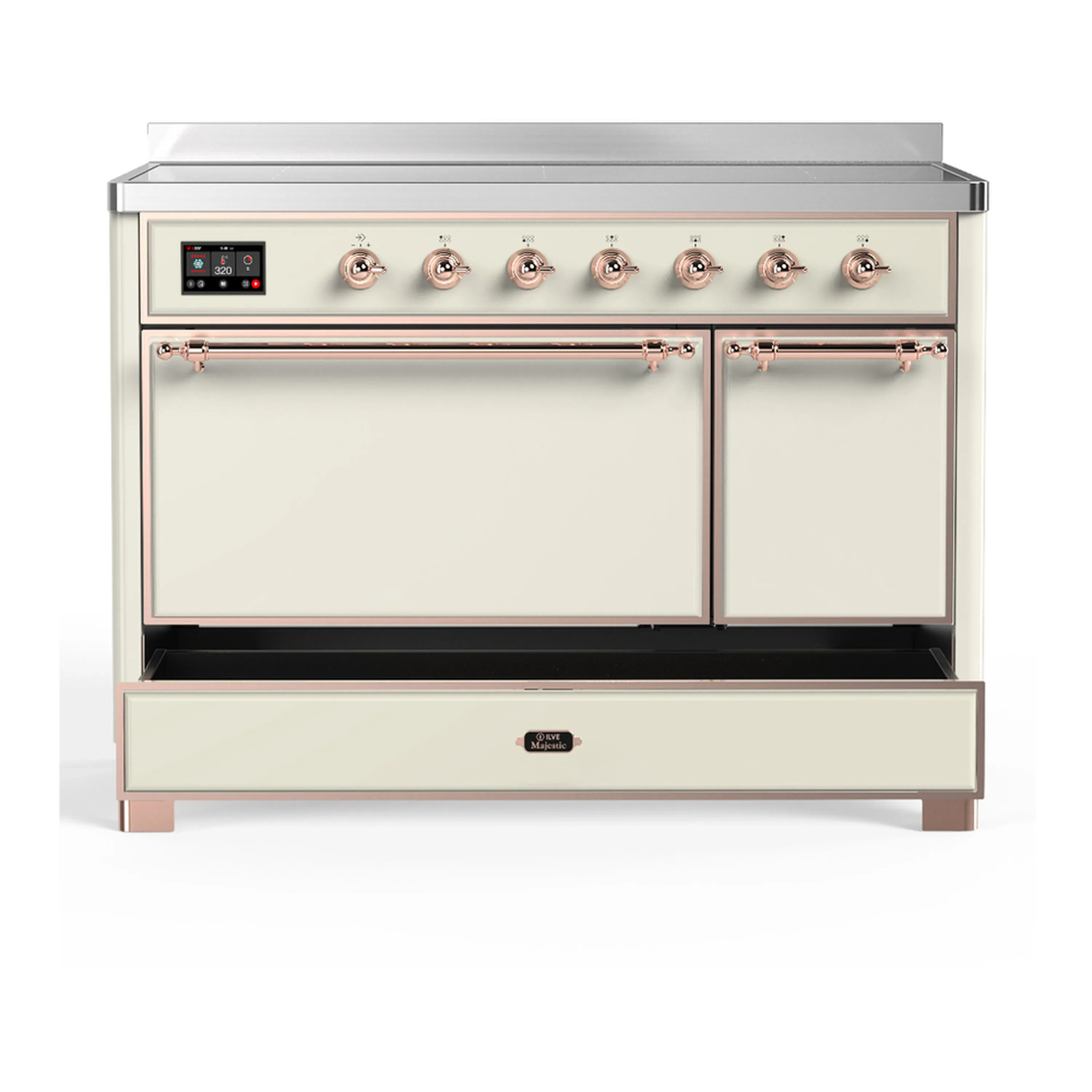 ILVE Majestic III 48-Inch Induction Range with 6 Induction Elements and Solid Door Electric Oven in Antique White with Copper Trim (UMIB48QNR3AWP) - Image 3