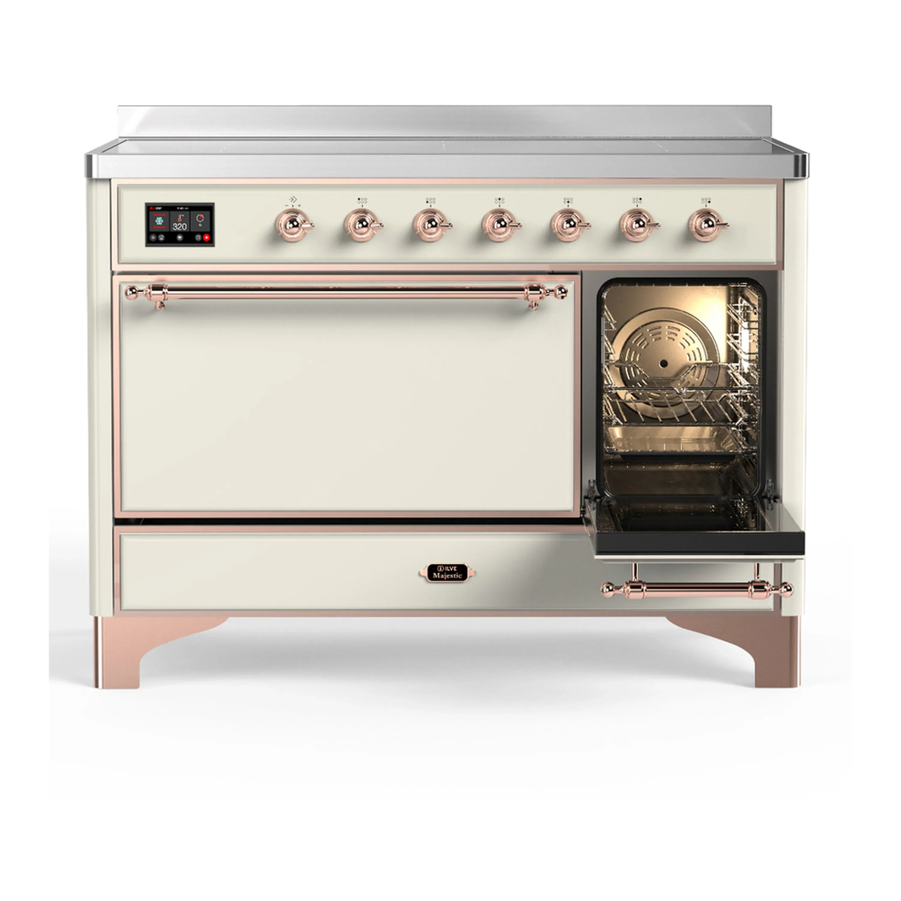 ILVE Majestic III 48-Inch Induction Range with 6 Induction Elements and Solid Door Electric Oven in Antique White with Copper Trim (UMIB48QNR3AWP) - Image 4