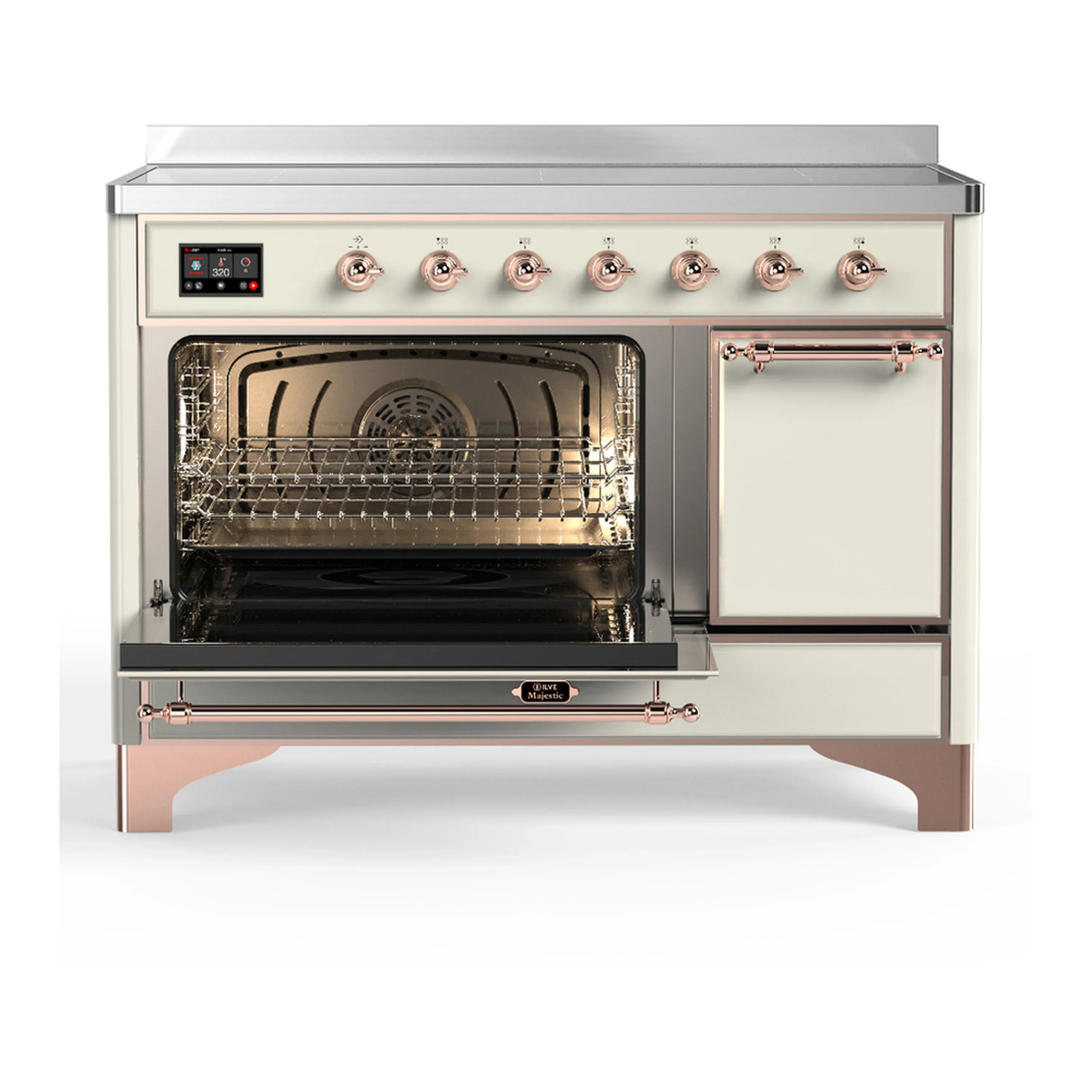 ILVE Majestic III 48-Inch Induction Range with 6 Induction Elements and Solid Door Electric Oven in Antique White with Copper Trim (UMIB48QNR3AWP) - Image 5