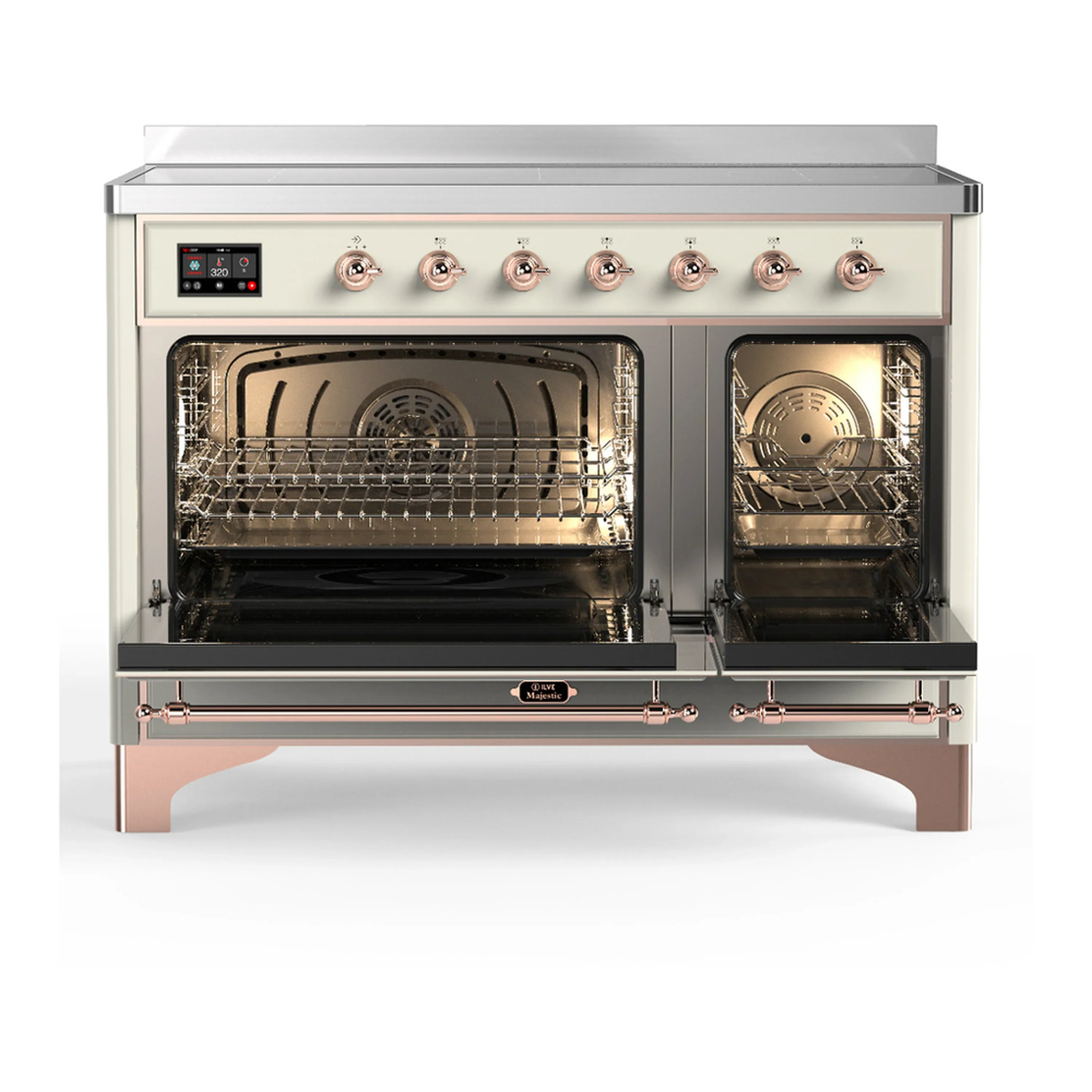 ILVE Majestic III 48-Inch Induction Range with 6 Induction Elements and Solid Door Electric Oven in Antique White with Copper Trim (UMIB48QNR3AWP) - Image 6