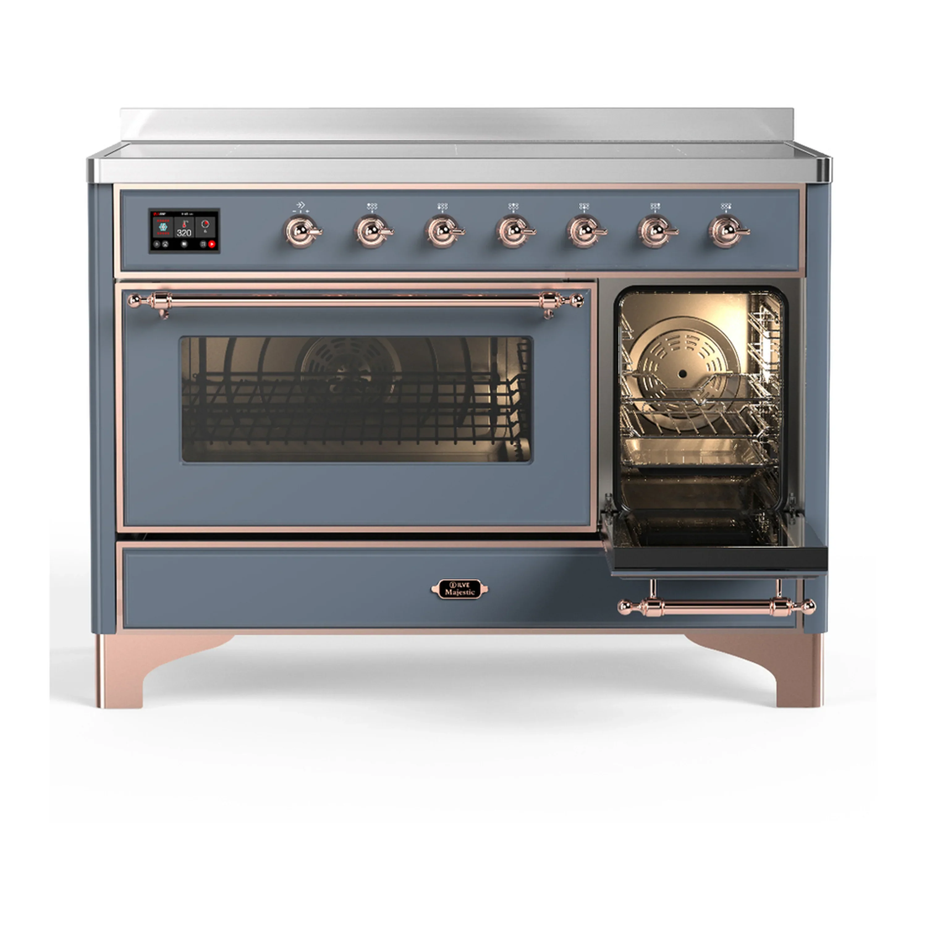 ILVE Majestic III 48-Inch Induction Range with 6 Induction Elements and Triple Glass Door Electric Oven in Blue Grey with Copper Trim (UMIB48NR3BGP) - Image 4