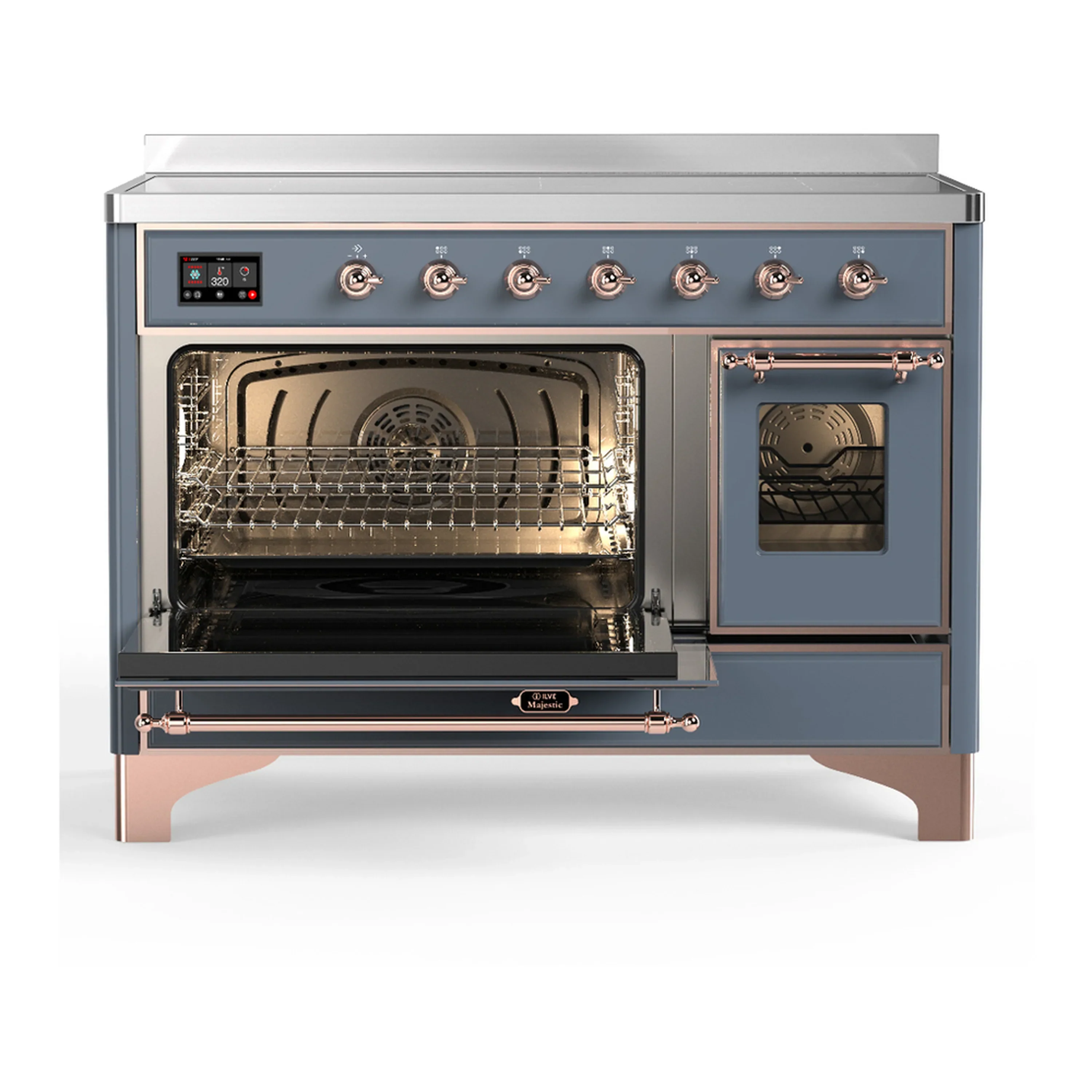 ILVE Majestic III 48-Inch Induction Range with 6 Induction Elements and Triple Glass Door Electric Oven in Blue Grey with Copper Trim (UMIB48NR3BGP) - Image 5