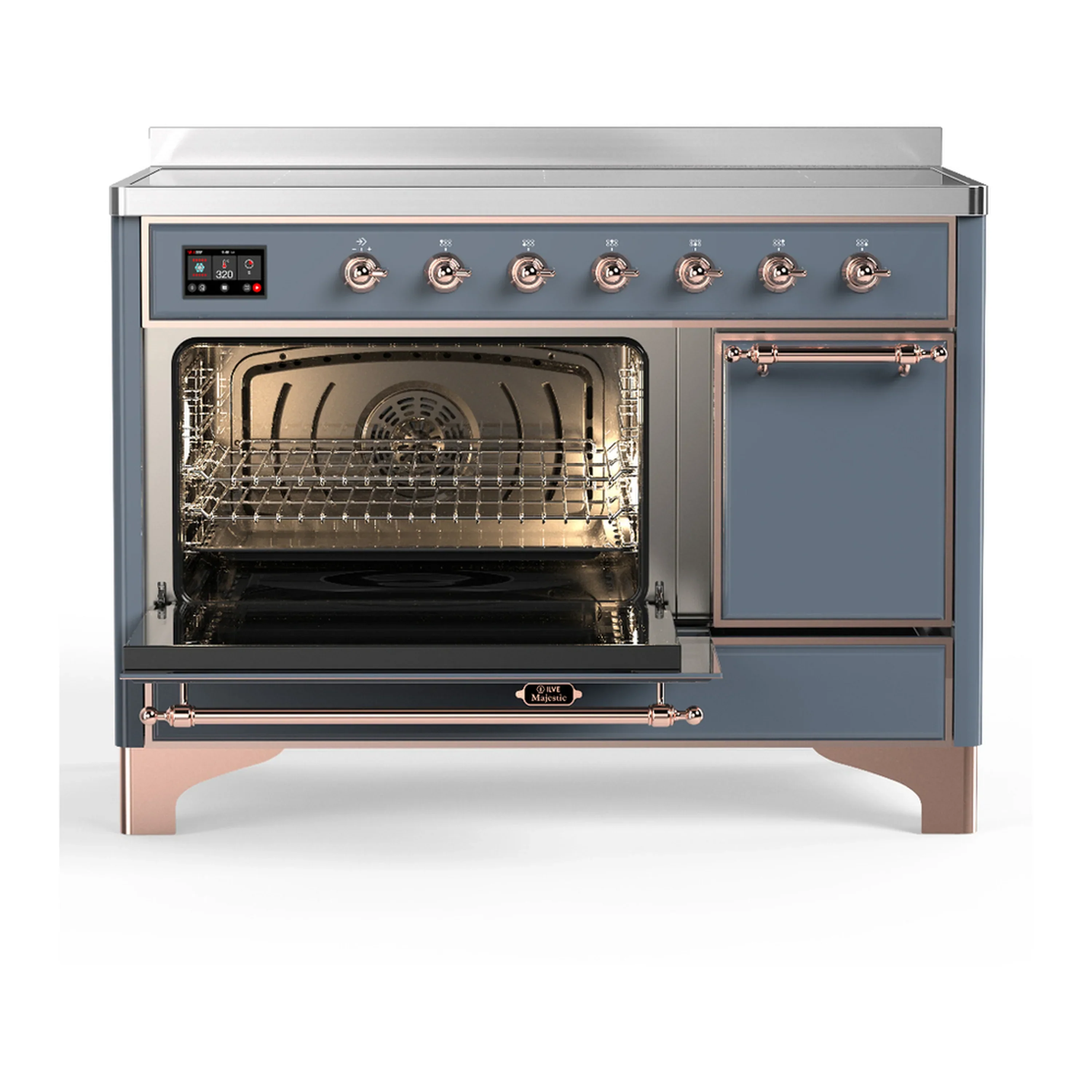 ILVE Majestic III 48-Inch Induction Range with 6 Induction Elements and Solid Door Electric Oven in Blue Grey with Copper Trim (UMIB48QNR3BGP) - Image 5