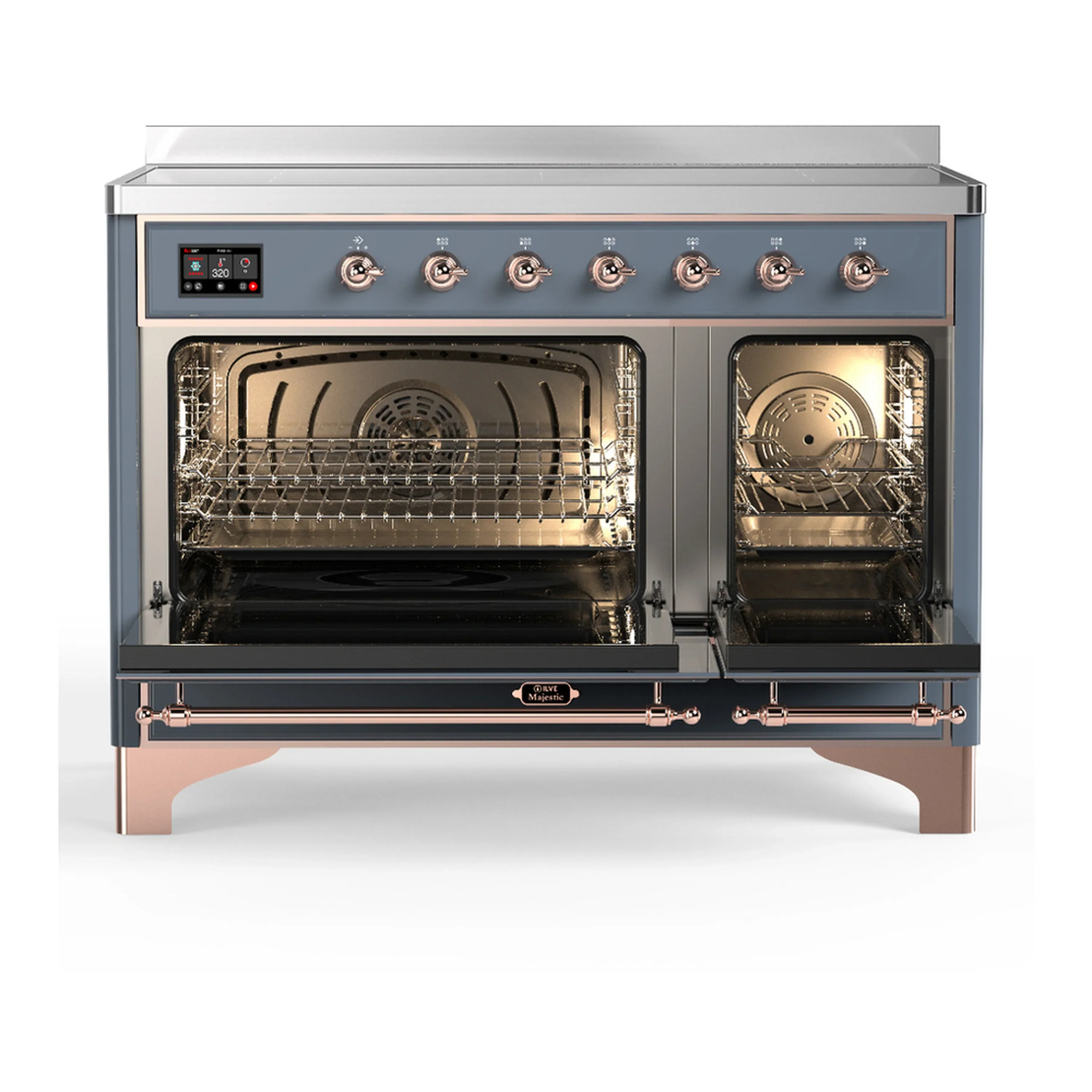 ILVE Majestic III 48-Inch Induction Range with 6 Induction Elements and Solid Door Electric Oven in Blue Grey with Copper Trim (UMIB48QNR3BGP) - Image 6