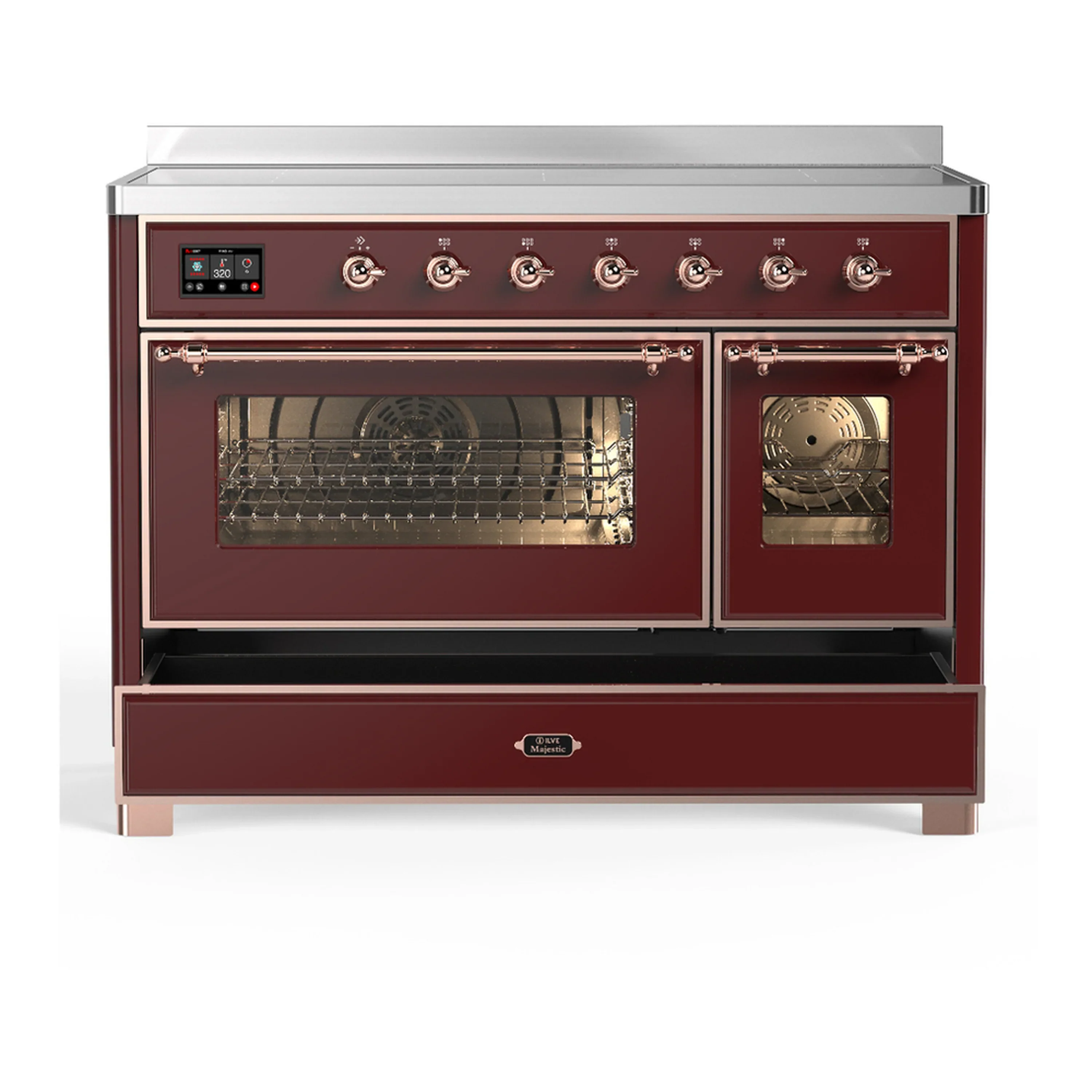 ILVE Majestic III 48-Inch Induction Range with 6 Induction Elements and Triple Glass Door Electric Oven in Burgundy with Copper Trim (UMIB48NR3BUP) - Image 3
