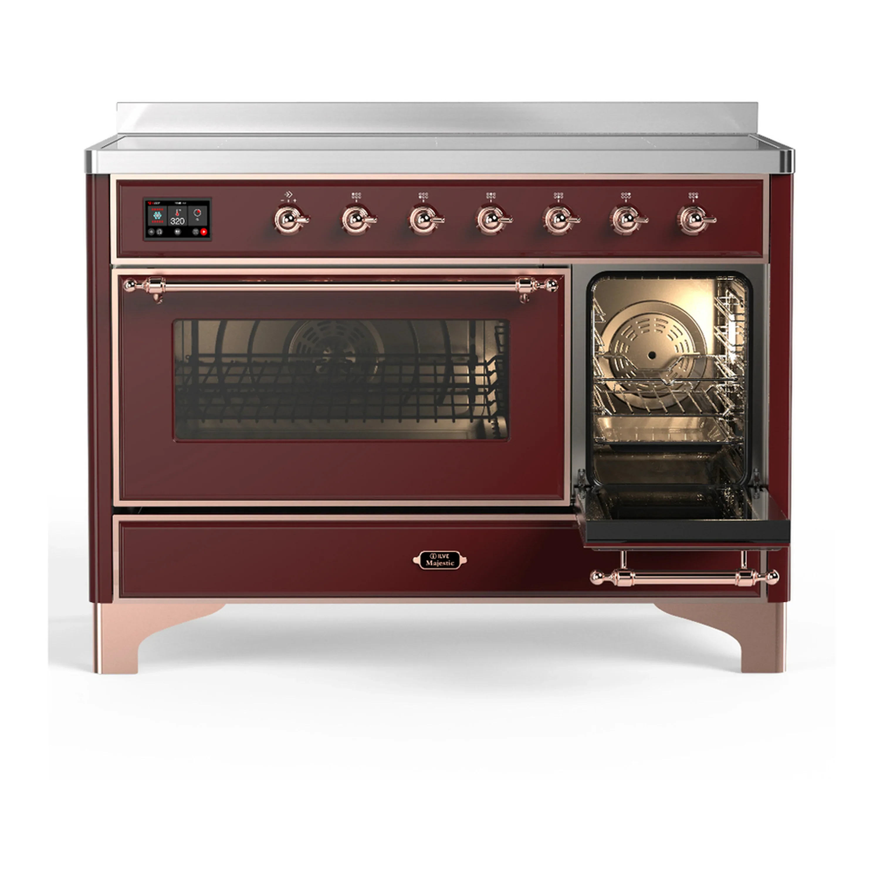 ILVE Majestic III 48-Inch Induction Range with 6 Induction Elements and Triple Glass Door Electric Oven in Burgundy with Copper Trim (UMIB48NR3BUP) - Image 4