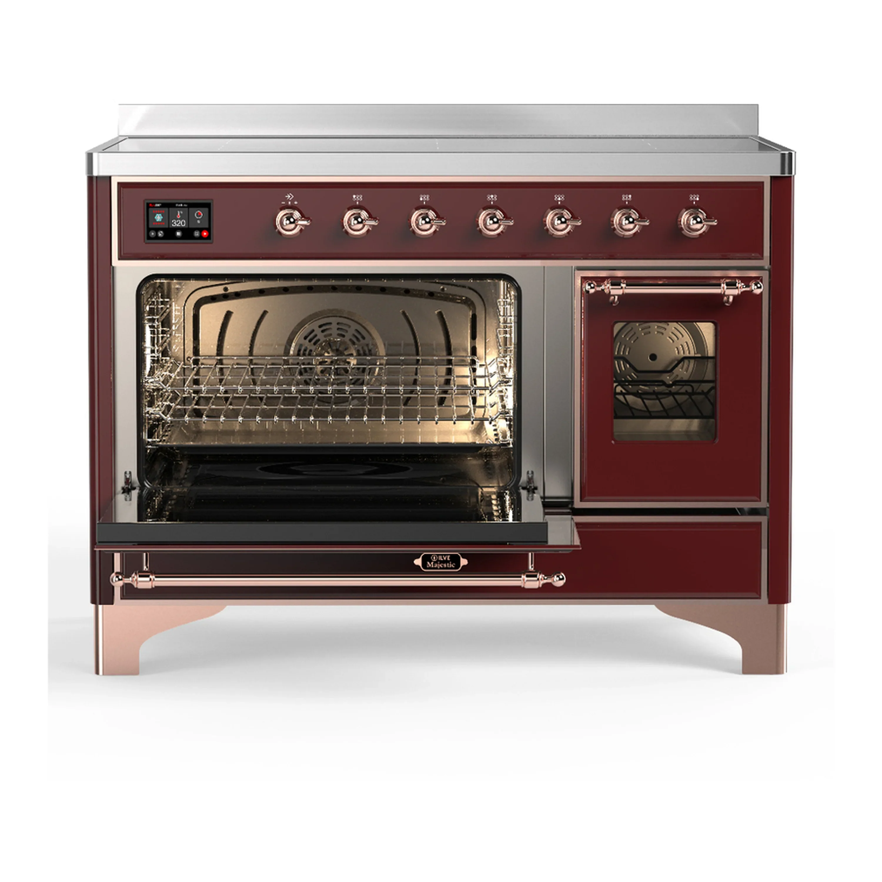 ILVE Majestic III 48-Inch Induction Range with 6 Induction Elements and Triple Glass Door Electric Oven in Burgundy with Copper Trim (UMIB48NR3BUP) - Image 5