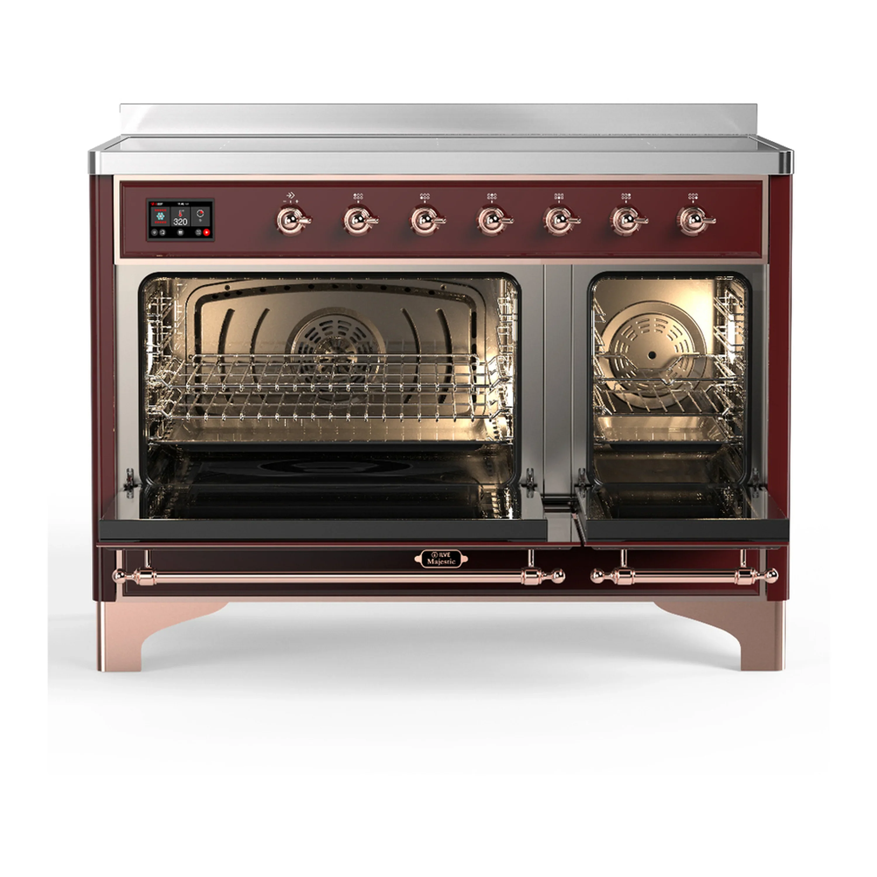 ILVE Majestic III 48-Inch Induction Range with 6 Induction Elements and Triple Glass Door Electric Oven in Burgundy with Copper Trim (UMIB48NR3BUP) - Image 6