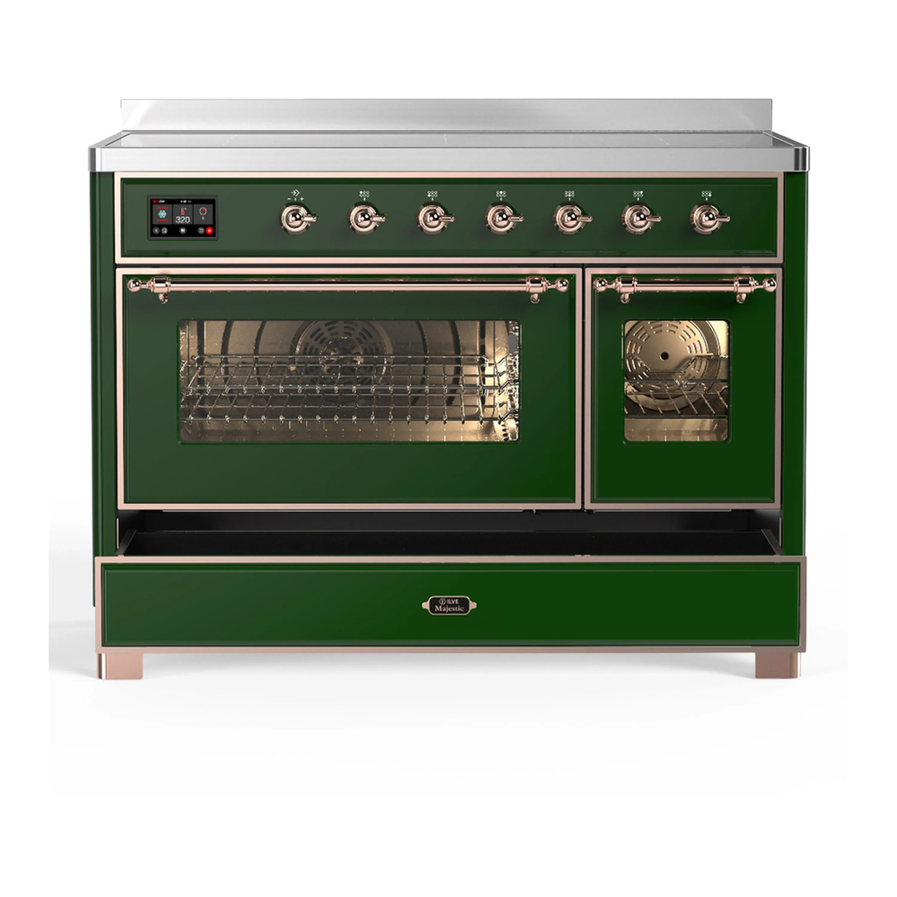 ILVE Majestic III 48-Inch Induction Range with 6 Induction Elements and Triple Glass Door Electric Oven in Emerald Green with Copper Trim (UMIB48NR3EGP) - Image 3
