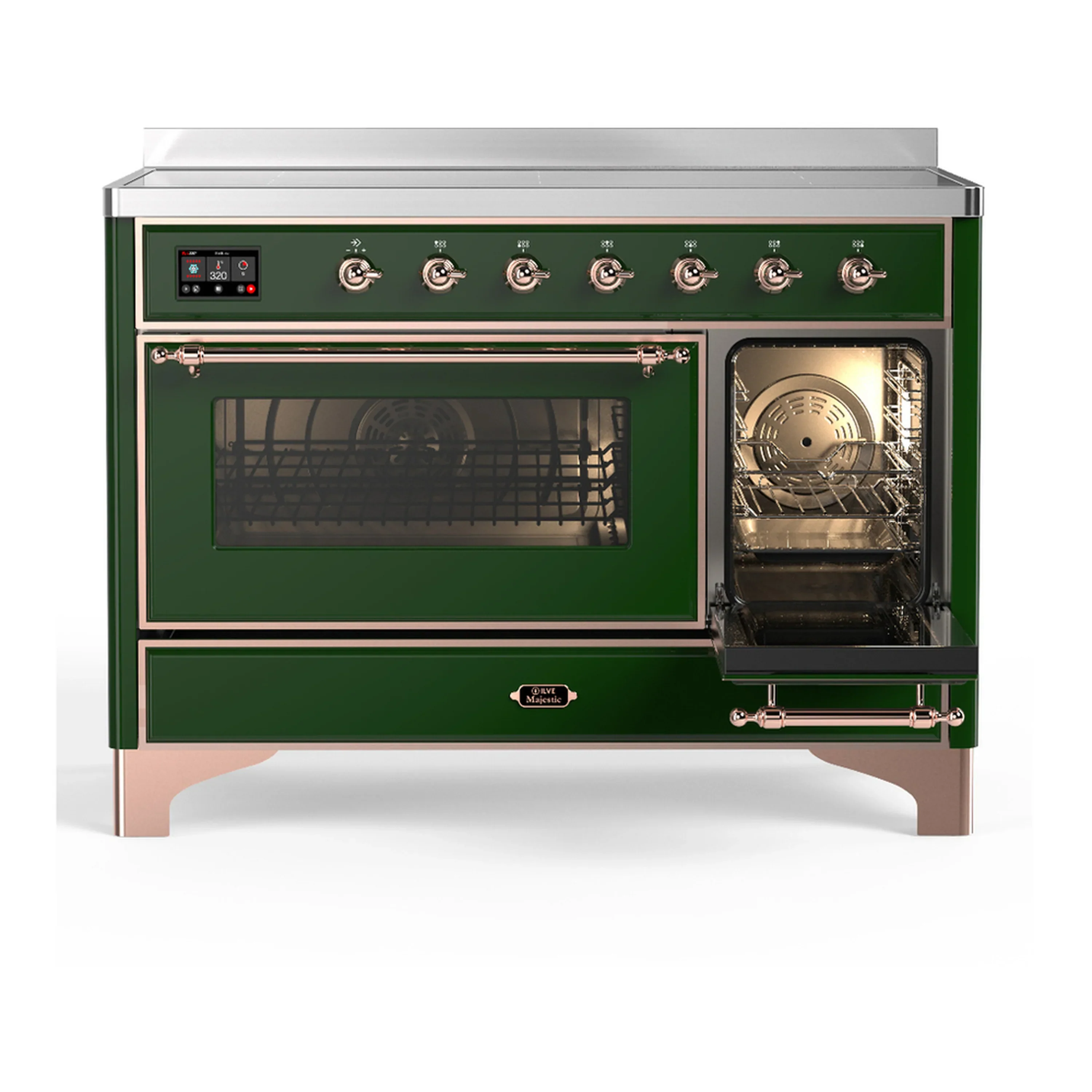 ILVE Majestic III 48-Inch Induction Range with 6 Induction Elements and Triple Glass Door Electric Oven in Emerald Green with Copper Trim (UMIB48NR3EGP) - Image 4