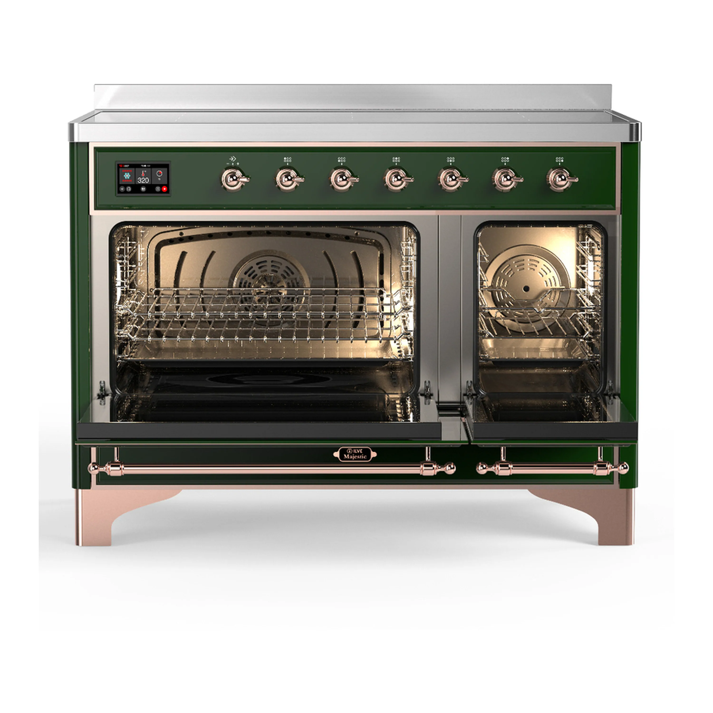 ILVE Majestic III 48-Inch Induction Range with 6 Induction Elements and Triple Glass Door Electric Oven in Emerald Green with Copper Trim (UMIB48NR3EGP) - Image 6