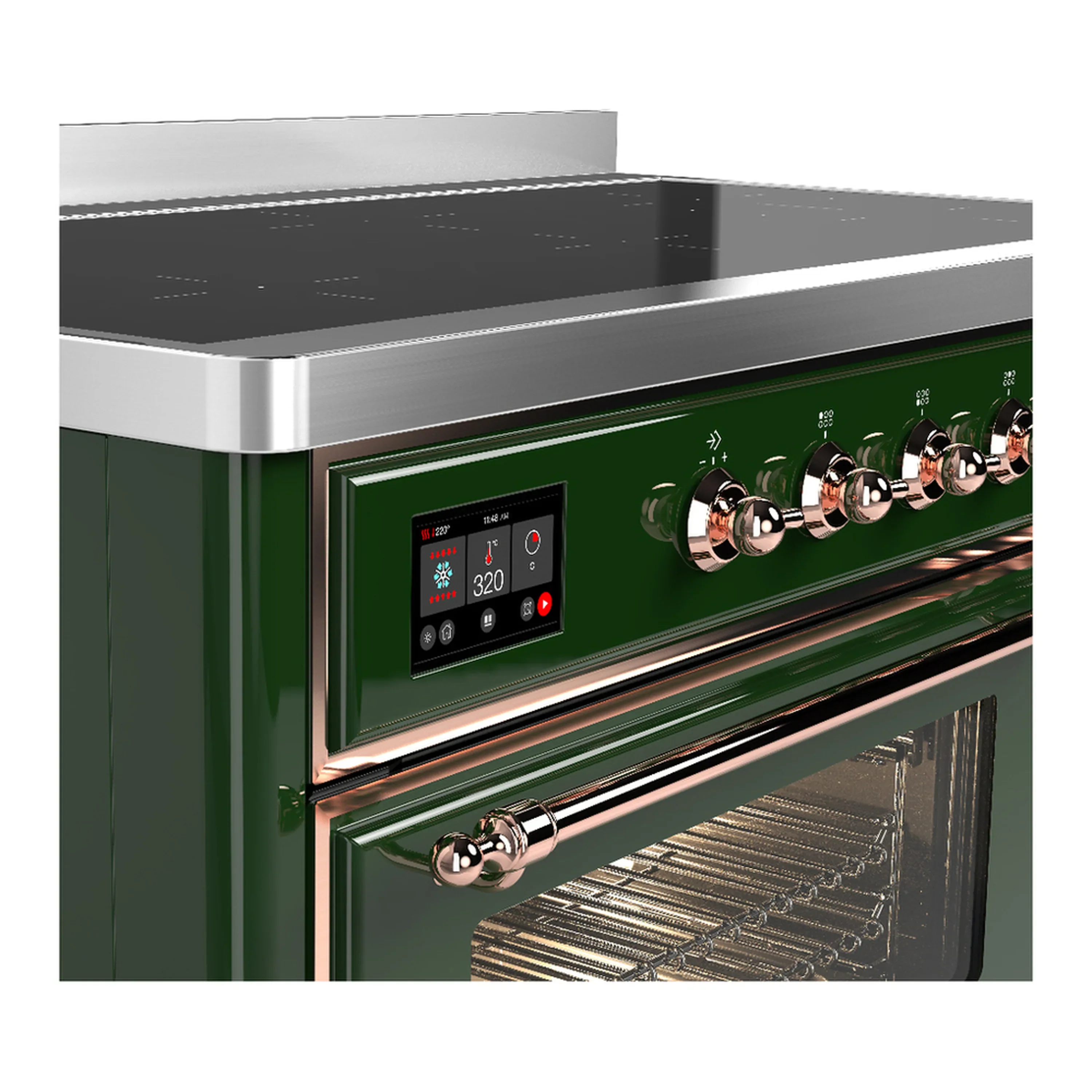 ILVE Majestic III 48-Inch Induction Range with 6 Induction Elements and Triple Glass Door Electric Oven in Emerald Green with Copper Trim (UMIB48NR3EGP) - Image 7