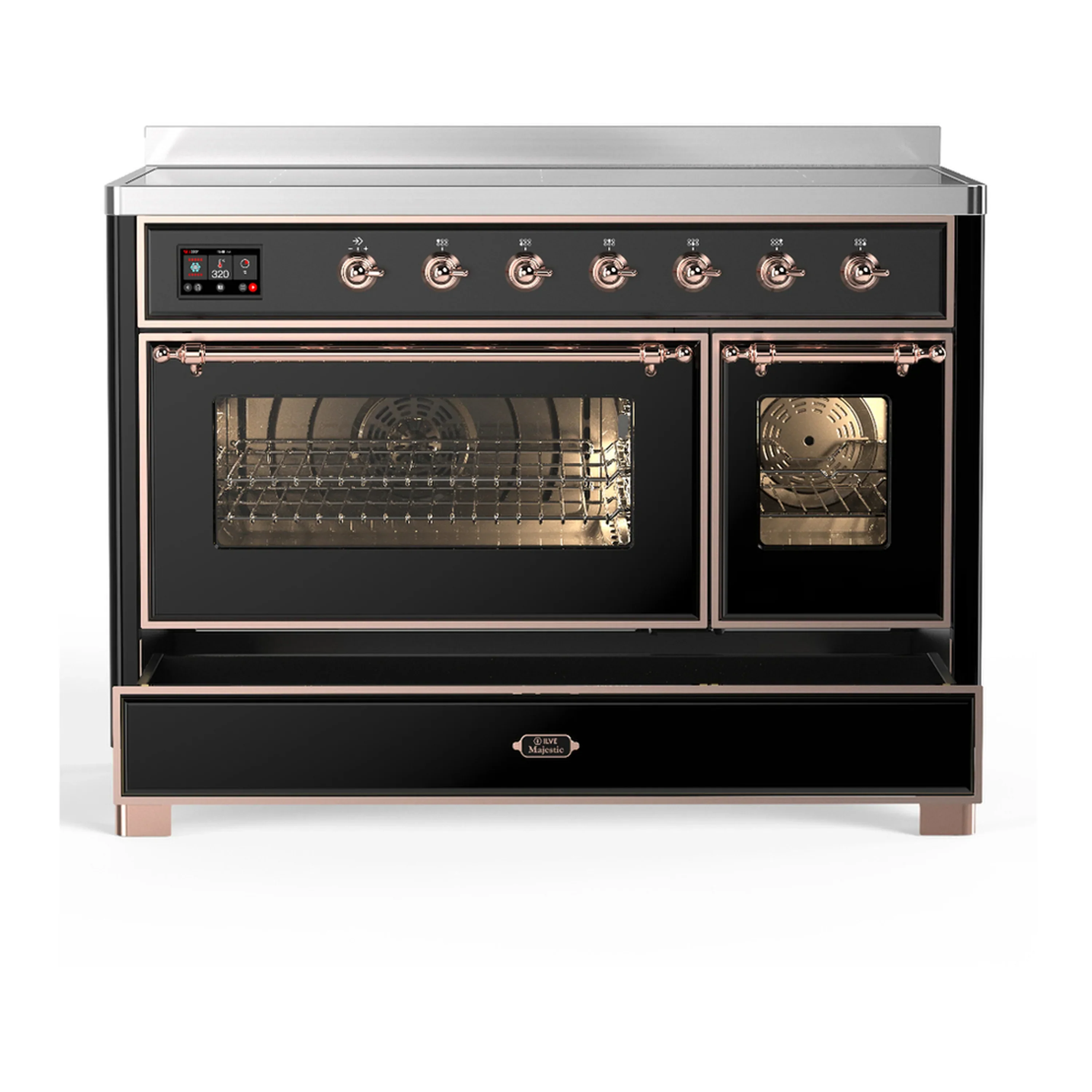 ILVE Majestic III 48-Inch Induction Range with 6 Induction Elements and Triple Glass Door Electric Oven in Glossy Black with Copper Trim (UMIB48NR3BKP) - Image 3