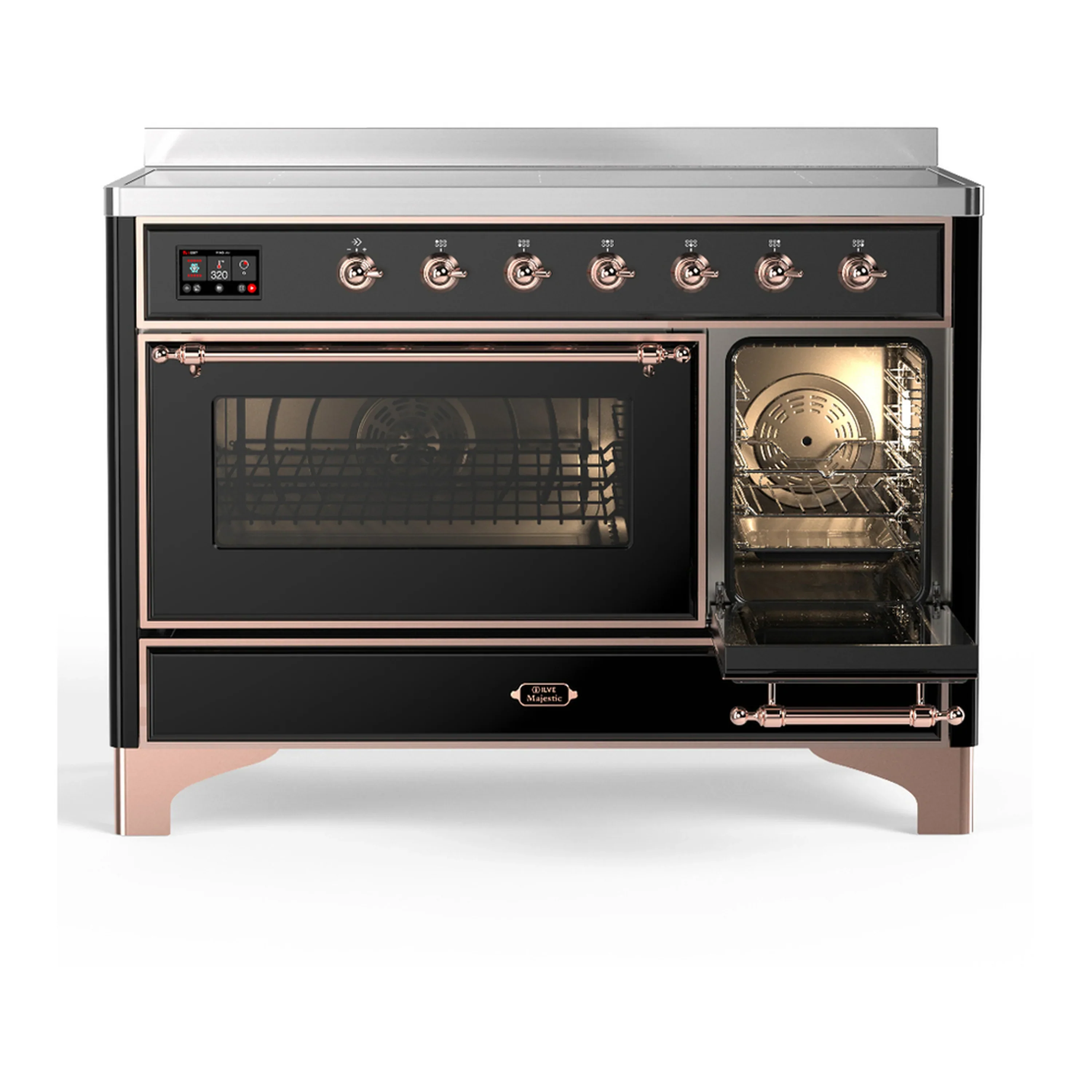 ILVE Majestic III 48-Inch Induction Range with 6 Induction Elements and Triple Glass Door Electric Oven in Glossy Black with Copper Trim (UMIB48NR3BKP) - Image 4