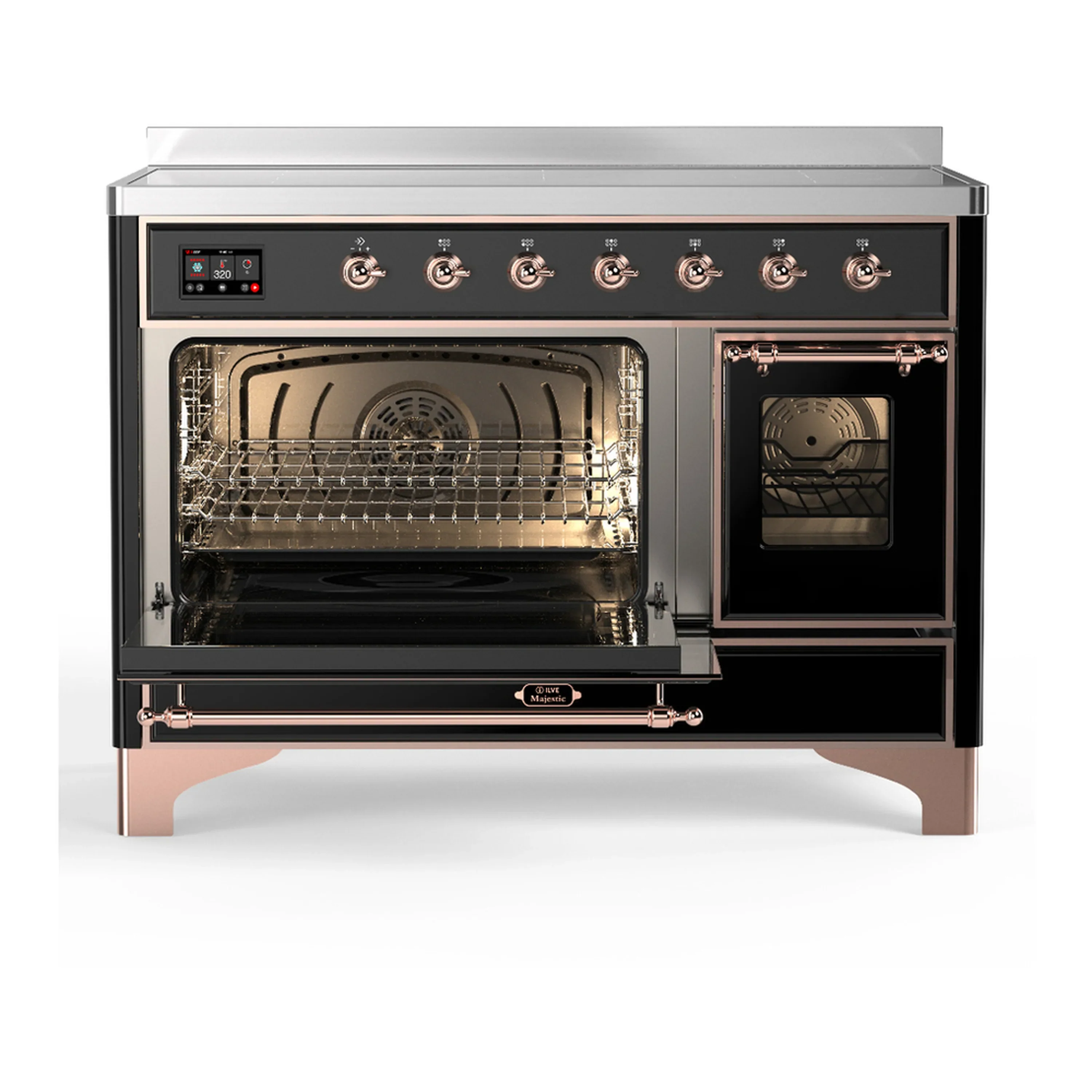 ILVE Majestic III 48-Inch Induction Range with 6 Induction Elements and Triple Glass Door Electric Oven in Glossy Black with Copper Trim (UMIB48NR3BKP) - Image 5