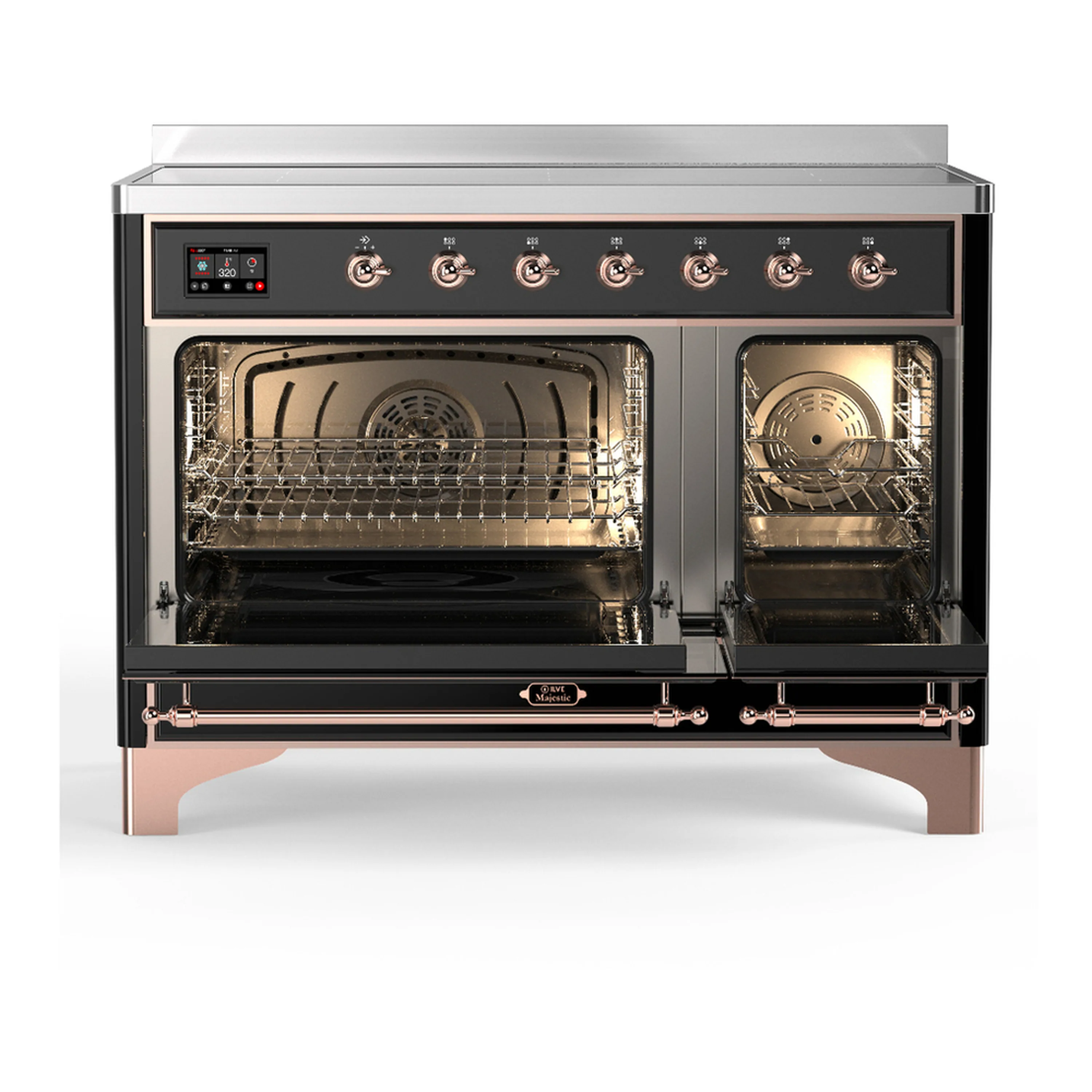 ILVE Majestic III 48-Inch Induction Range with 6 Induction Elements and Triple Glass Door Electric Oven in Glossy Black with Copper Trim (UMIB48NR3BKP) - Image 6