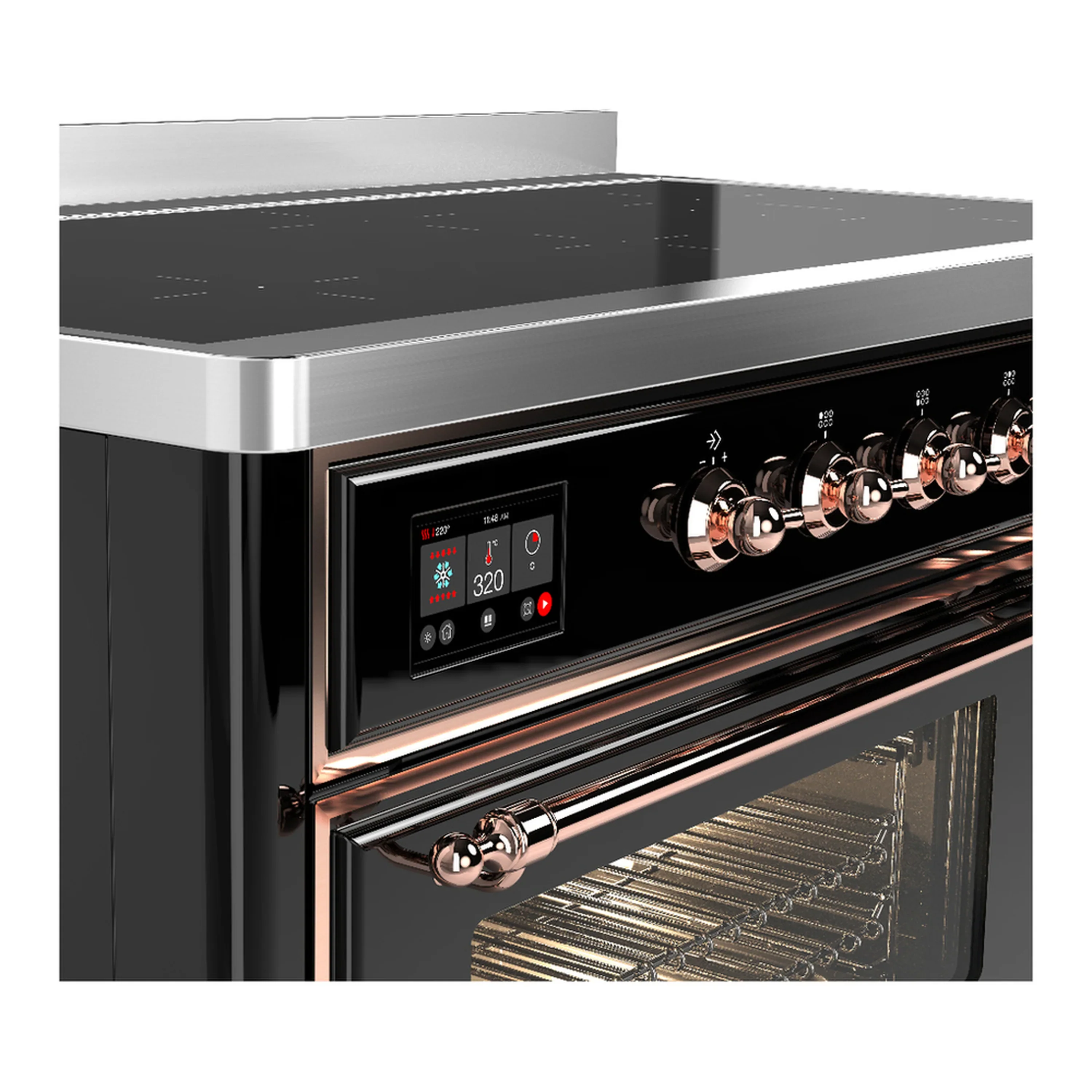 ILVE Majestic III 48-Inch Induction Range with 6 Induction Elements and Triple Glass Door Electric Oven in Glossy Black with Copper Trim (UMIB48NR3BKP) - Image 7