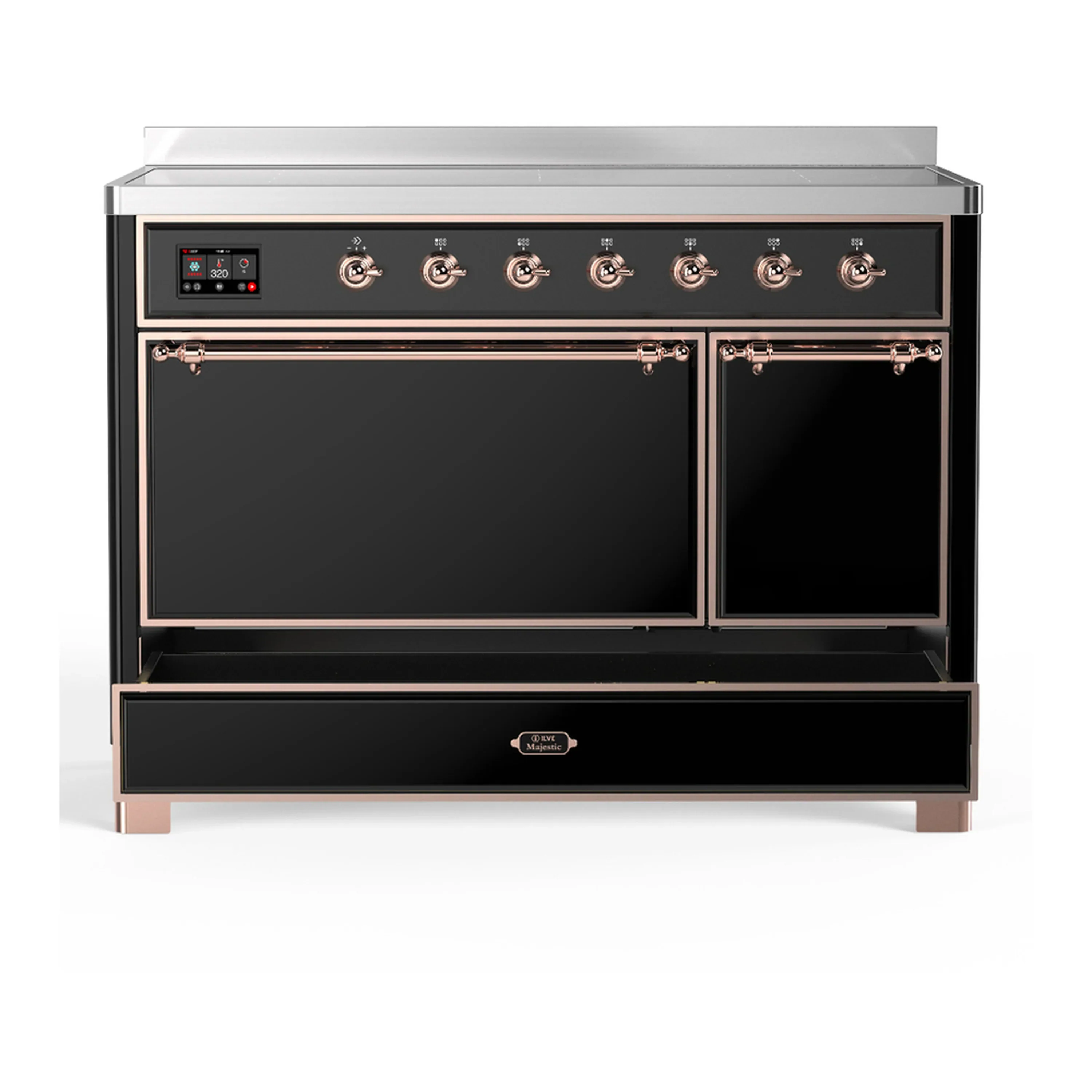 ILVE Majestic III 48-Inch Induction Range with 6 Induction Elements and Solid Door Electric Oven in Glossy Black with Copper Trim (UMIB48QNR3BKP) - Image 3