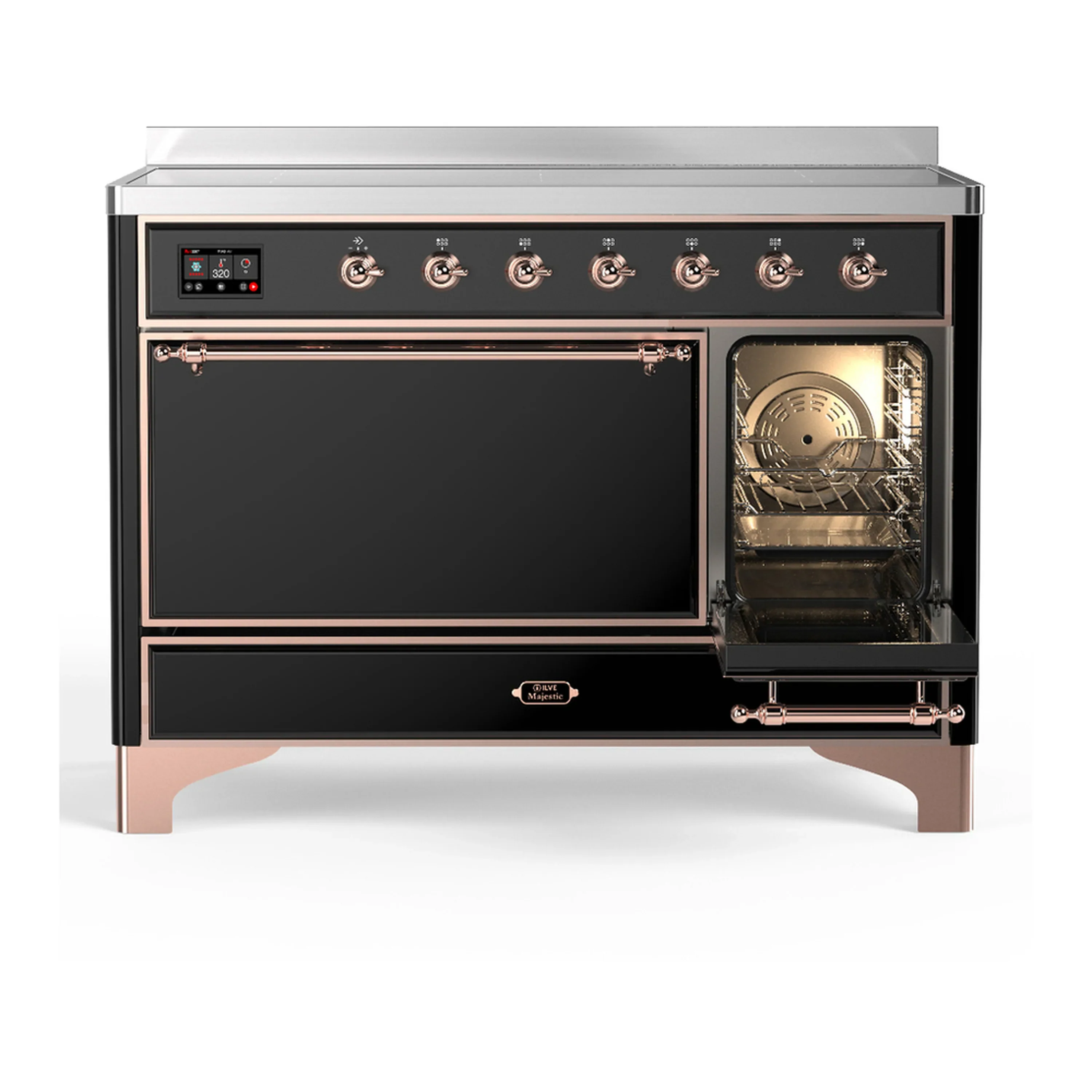 ILVE Majestic III 48-Inch Induction Range with 6 Induction Elements and Solid Door Electric Oven in Glossy Black with Copper Trim (UMIB48QNR3BKP) - Image 4