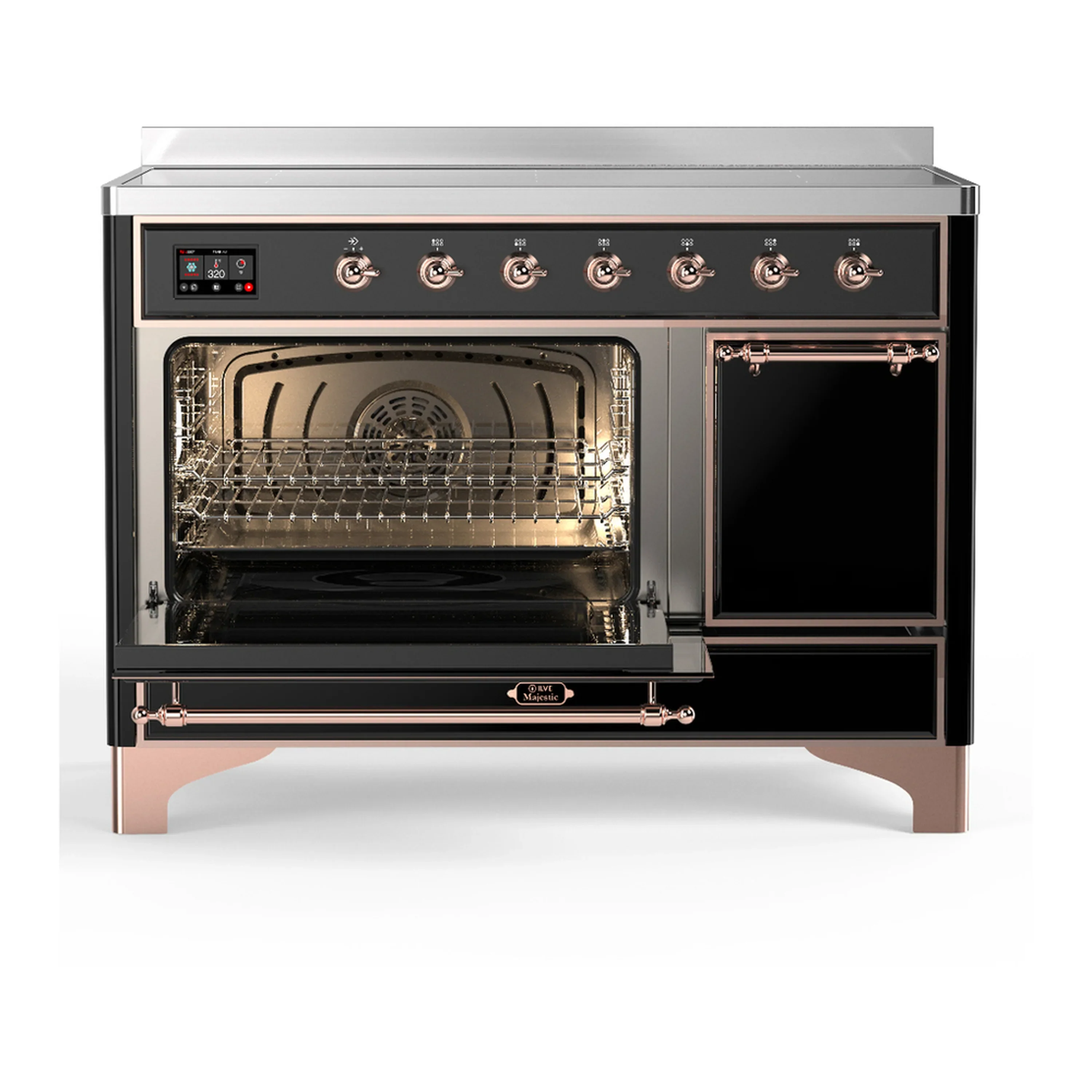 ILVE Majestic III 48-Inch Induction Range with 6 Induction Elements and Solid Door Electric Oven in Glossy Black with Copper Trim (UMIB48QNR3BKP) - Image 5