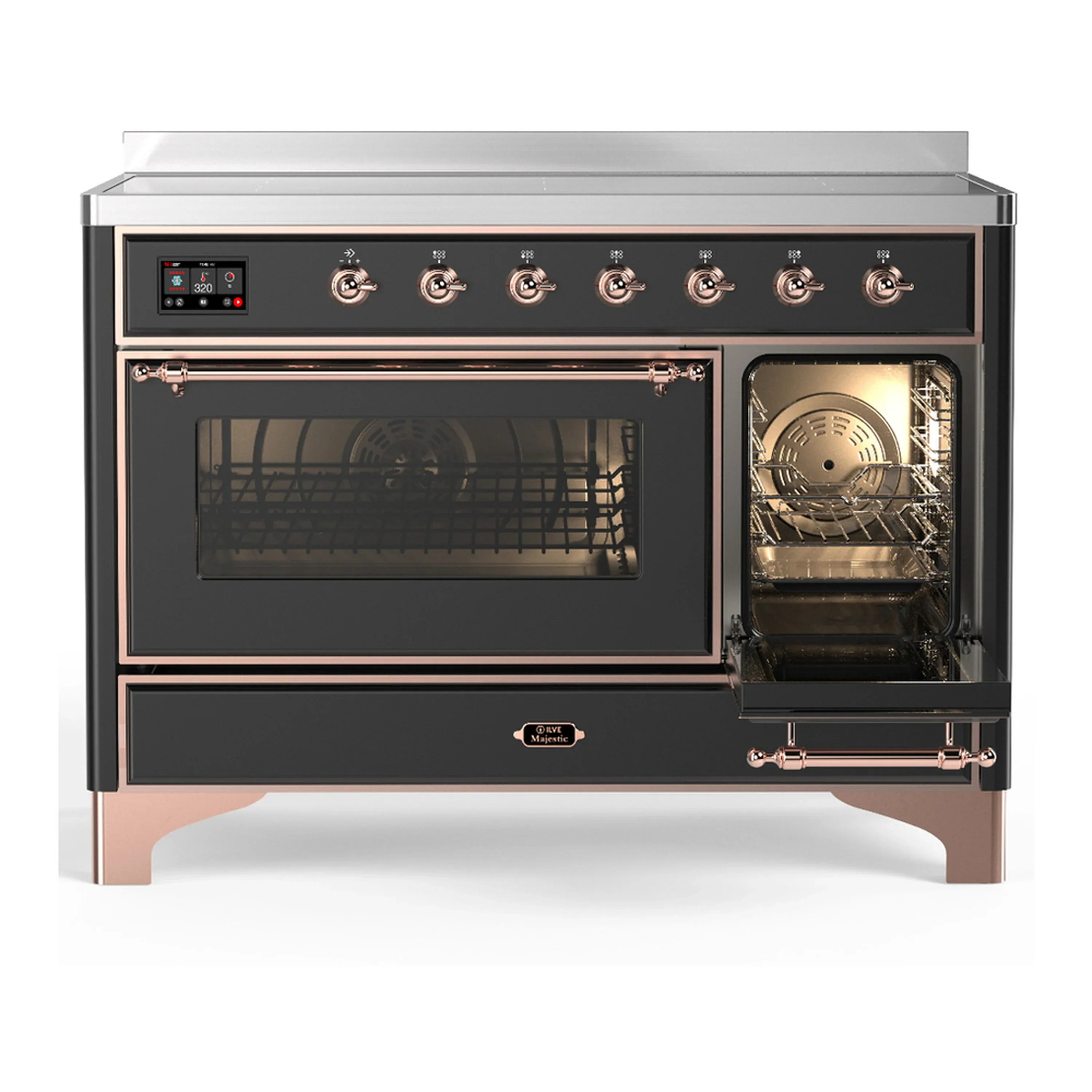 ILVE Majestic III 48-Inch Induction Range with 6 Induction Elements and Triple Glass Door Electric Oven in Matte Graphite with Copper Trim (UMIB48NR3MGP) - Image 4