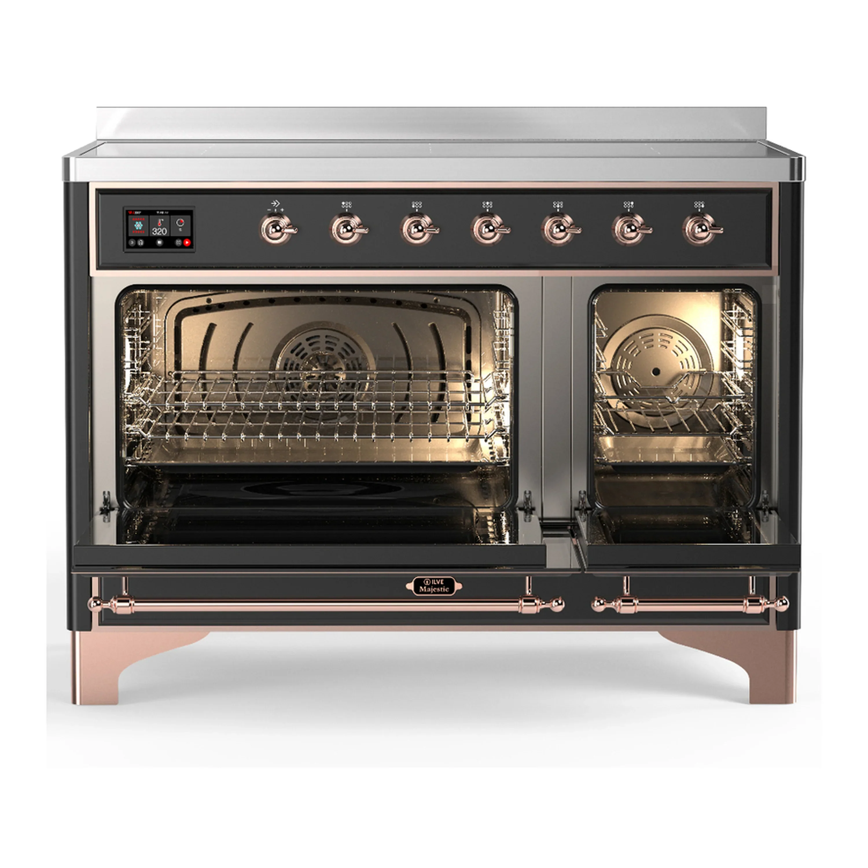 ILVE Majestic III 48-Inch Induction Range with 6 Induction Elements and Triple Glass Door Electric Oven in Matte Graphite with Copper Trim (UMIB48NR3MGP) - Image 6