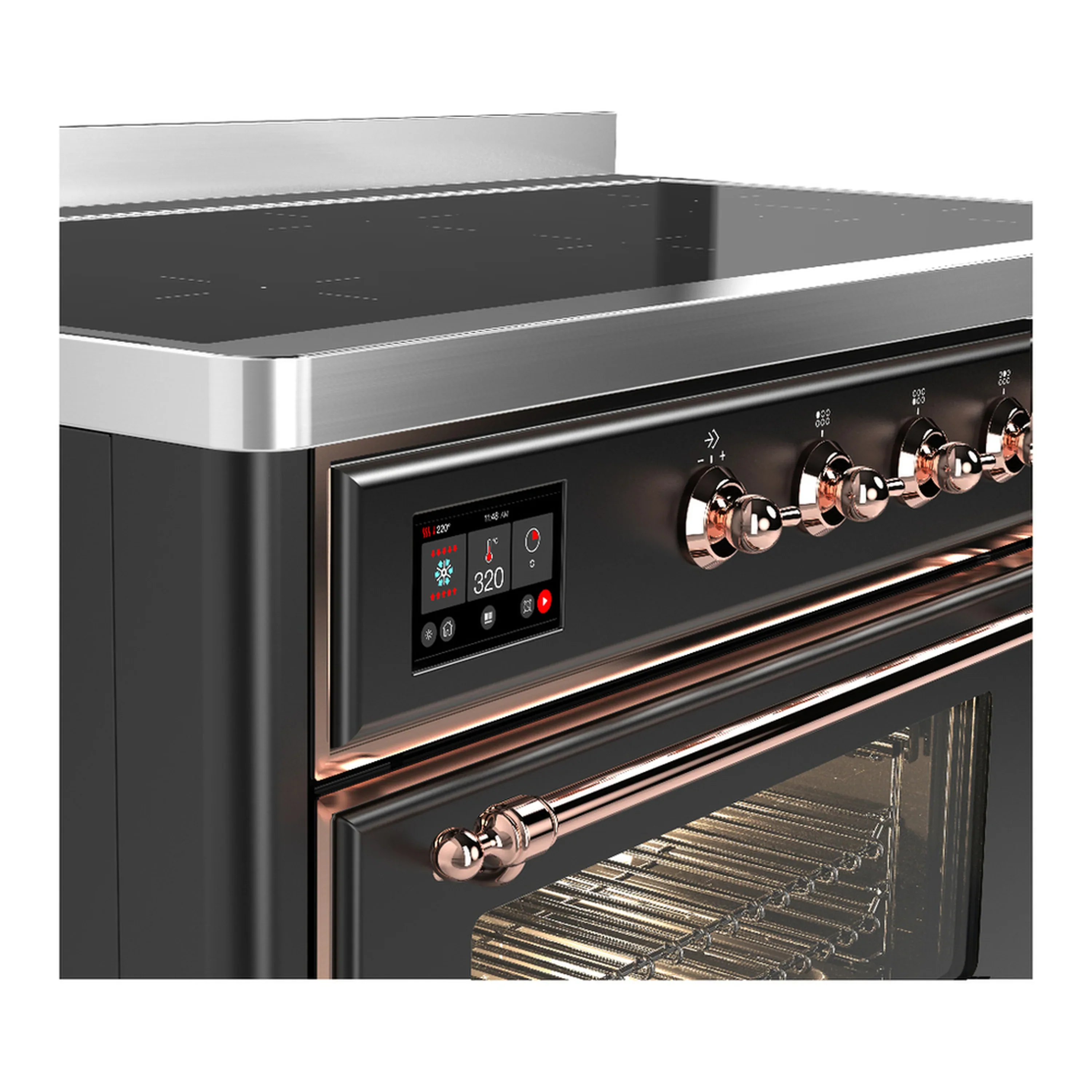 ILVE Majestic III 48-Inch Induction Range with 6 Induction Elements and Triple Glass Door Electric Oven in Matte Graphite with Copper Trim (UMIB48NR3MGP) - Image 7