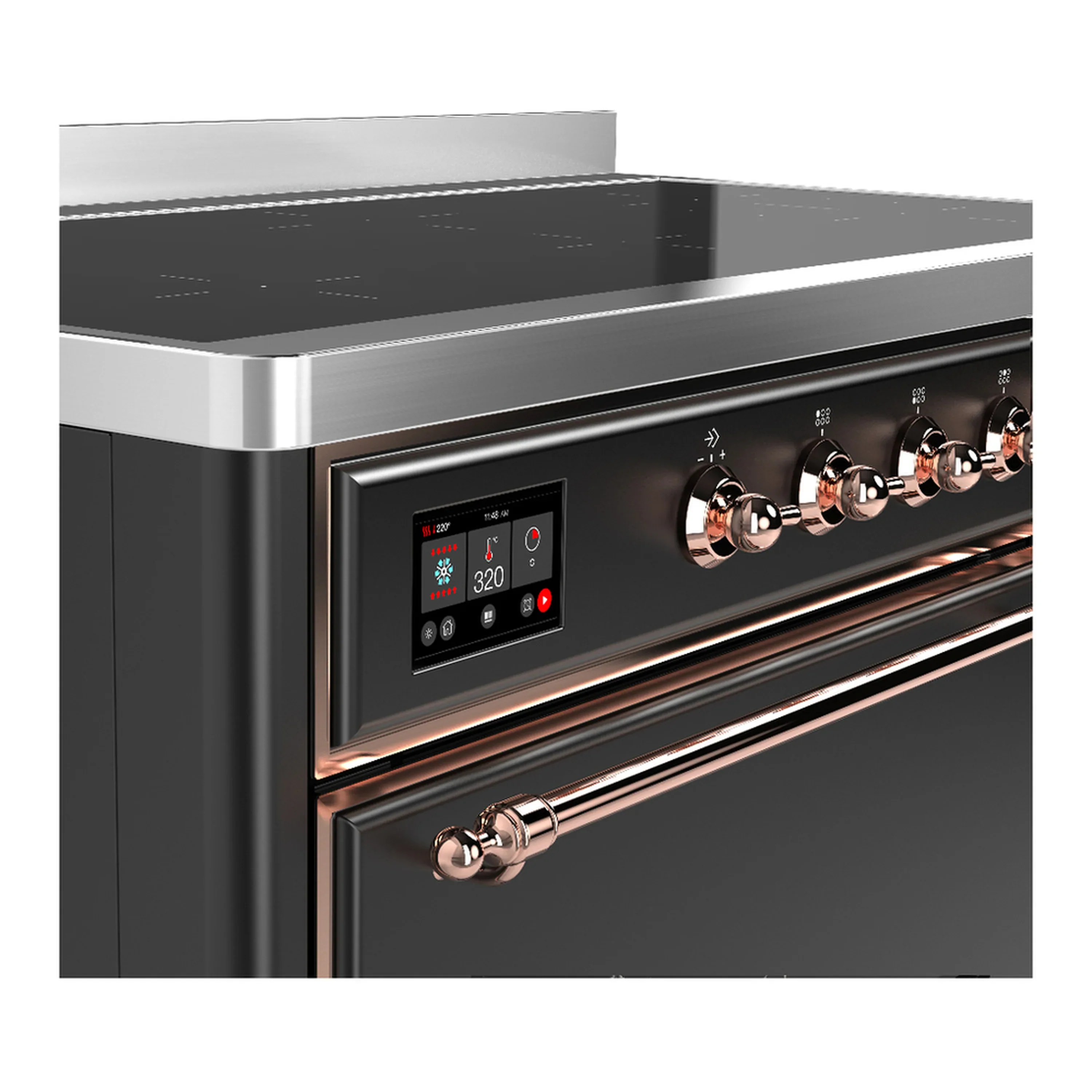 ILVE Majestic III 48-Inch Induction Range with 6 Induction Elements and Solid Door Electric Oven in Matte Graphite with Copper Trim (UMIB48QNR3MGP) - Image 7