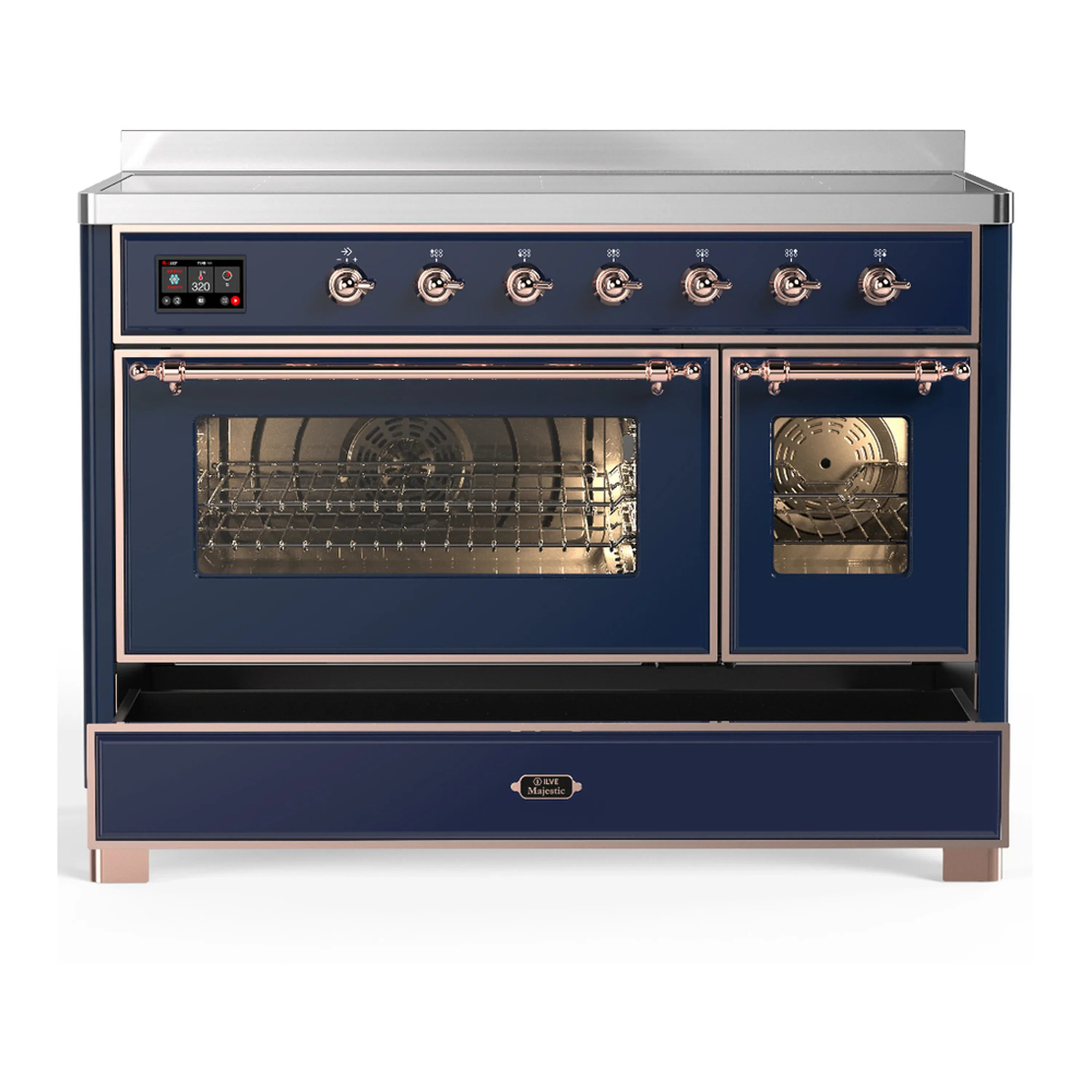ILVE Majestic III 48-Inch Induction Range with 6 Induction Elements and Triple Glass Door Electric Oven in Mightnight Blue with Copper Trim (UMIB48NR3MBP) - Image 3