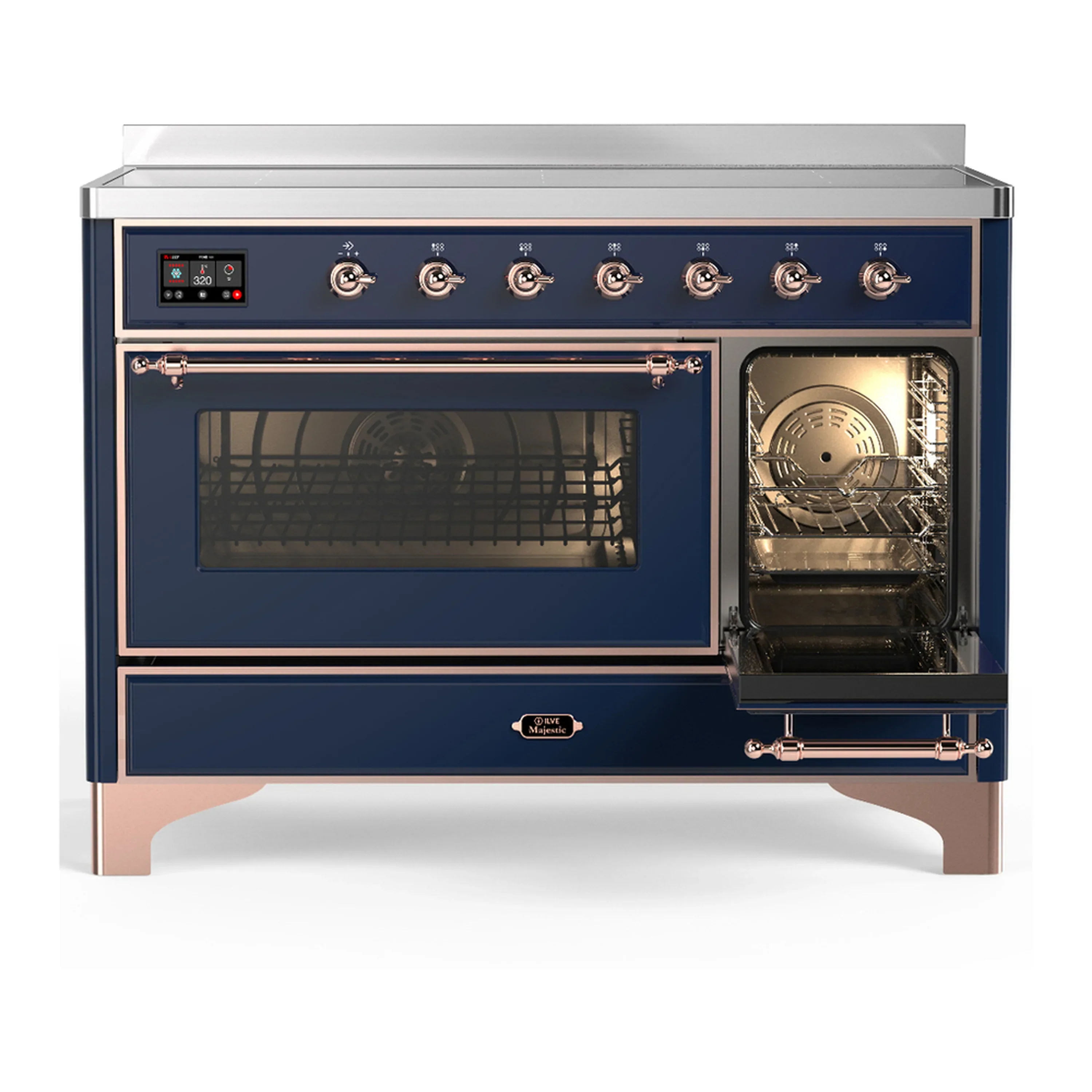 ILVE Majestic III 48-Inch Induction Range with 6 Induction Elements and Triple Glass Door Electric Oven in Mightnight Blue with Copper Trim (UMIB48NR3MBP) - Image 4