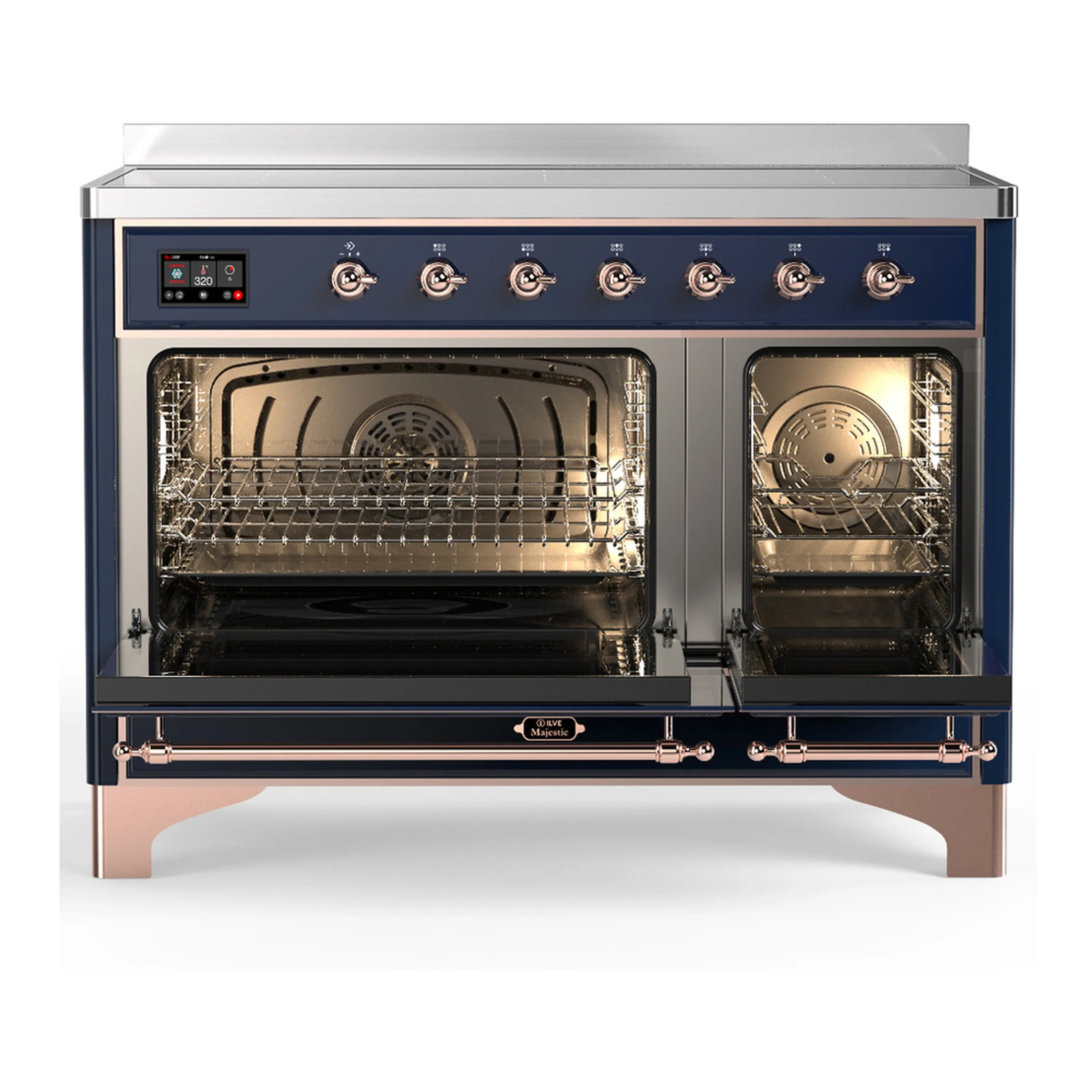 ILVE Majestic III 48-Inch Induction Range with 6 Induction Elements and Triple Glass Door Electric Oven in Mightnight Blue with Copper Trim (UMIB48NR3MBP) - Image 6