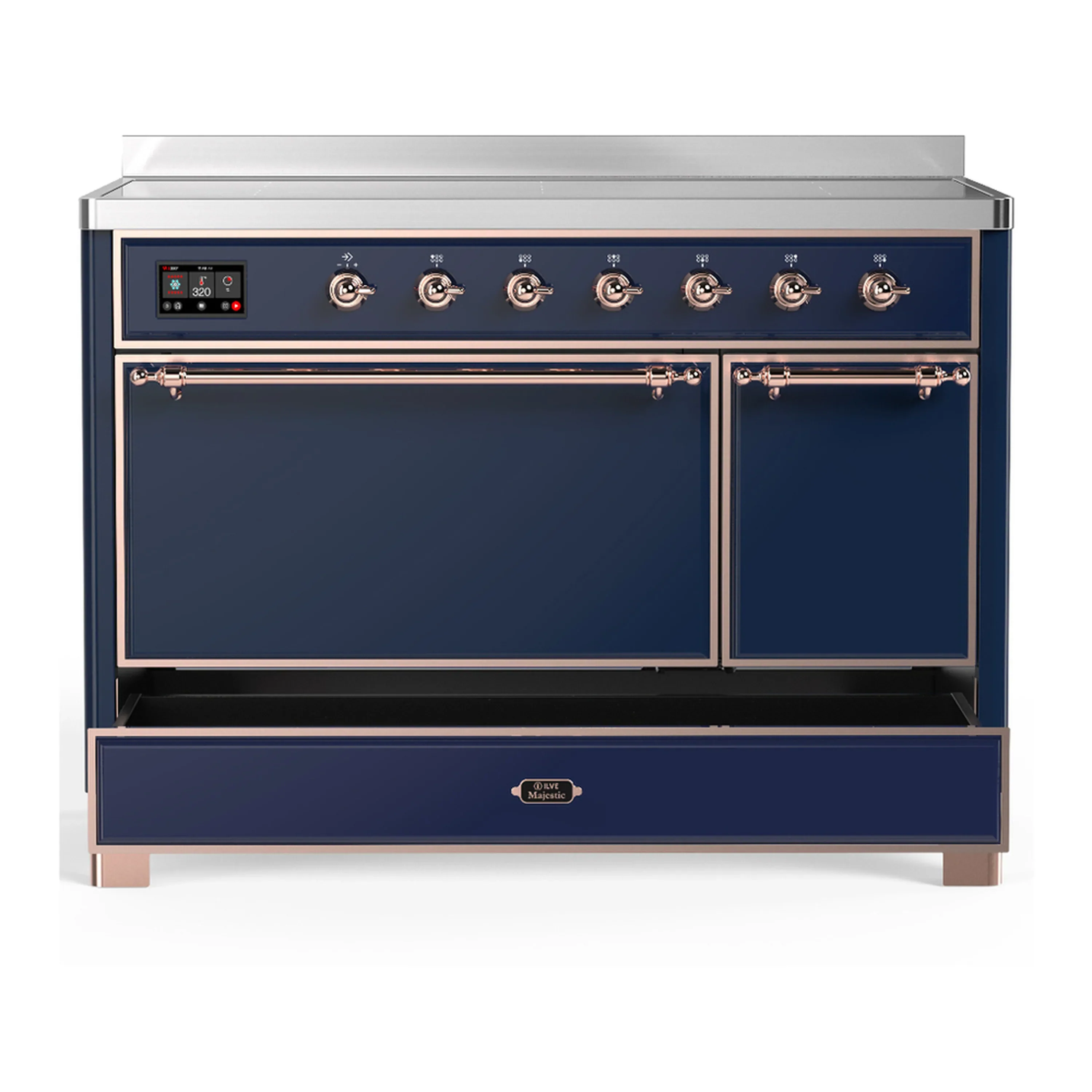 ILVE Majestic III 48-Inch Induction Range with 6 Induction Elements and Solid Door Electric Oven in Mightnight Blue with Copper Trim (UMIB48QNR3MBP) - Image 3
